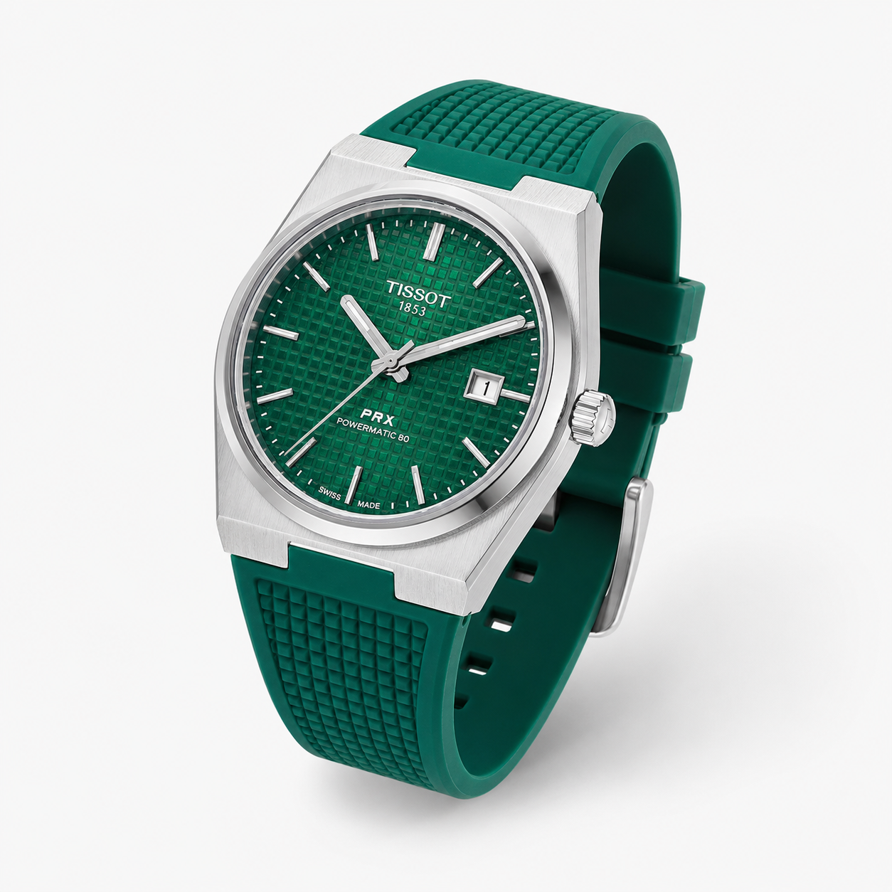 Green Silver PRX Silicon Strap Watch