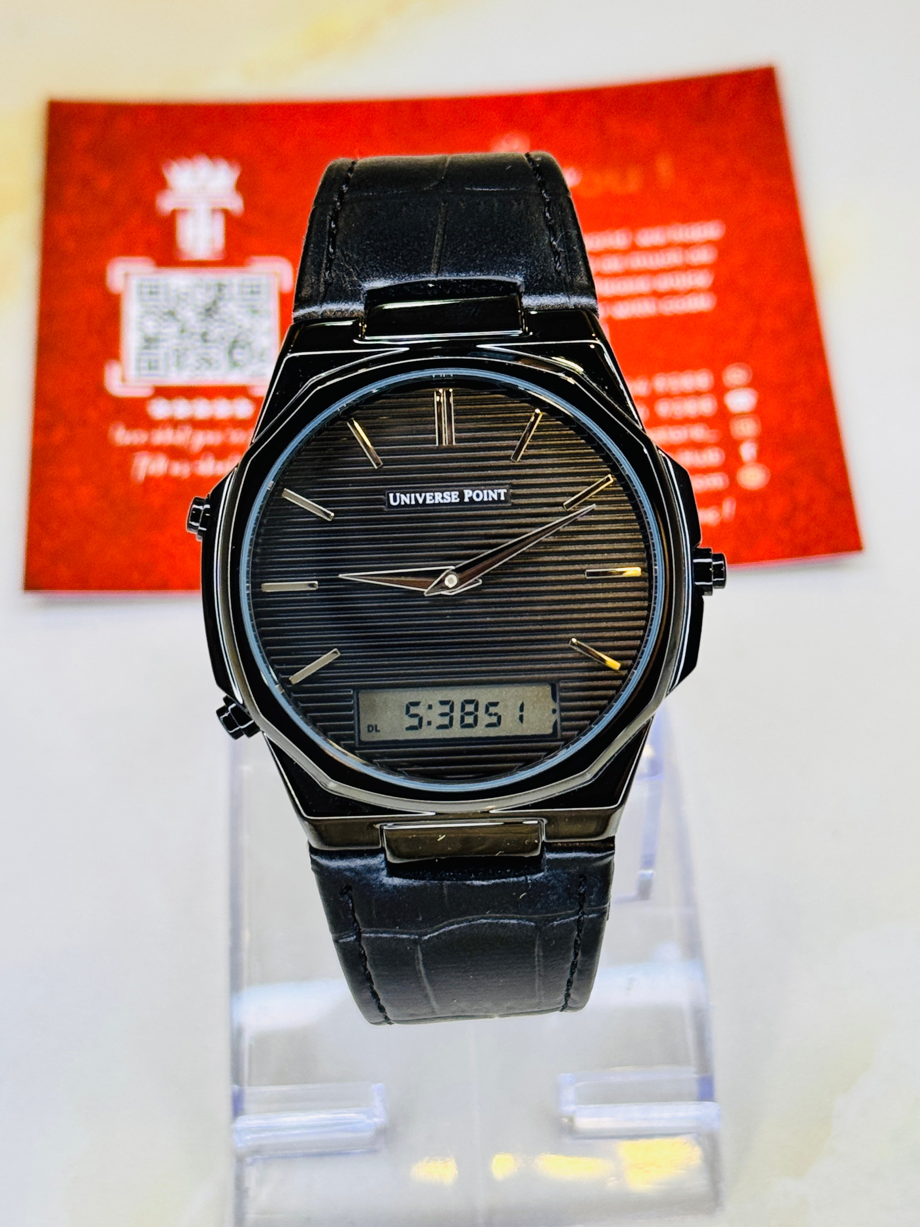 Universe Point Leather Dual Time Watch