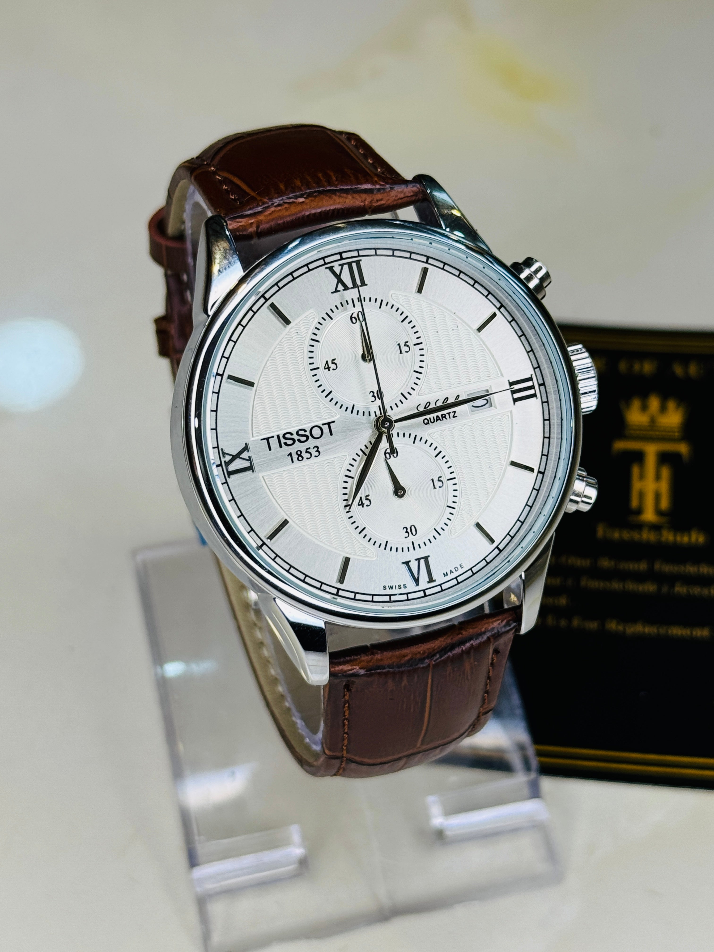 Le Lode Brown Leather Chronograph Dial Tissot Watch