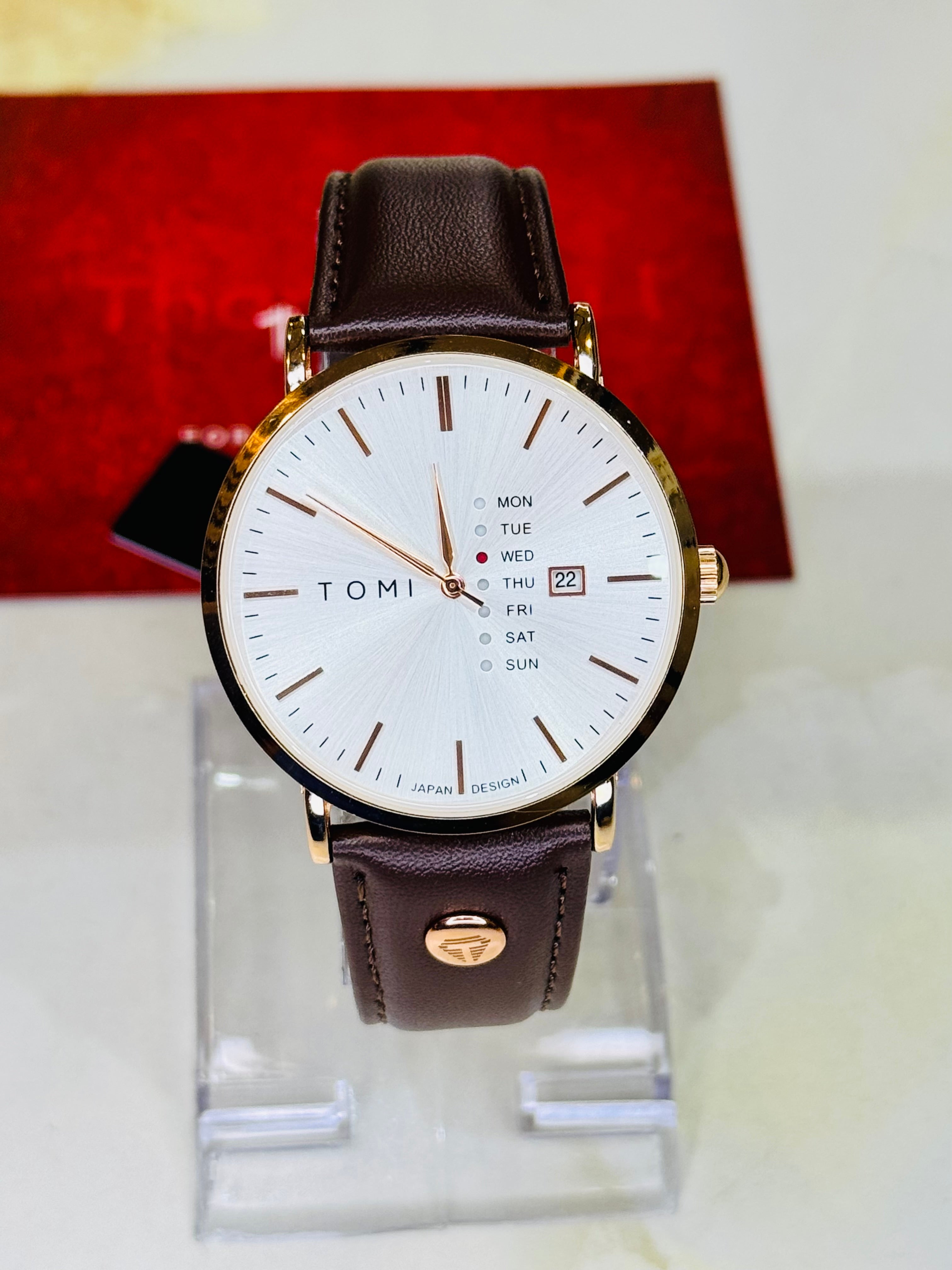 Tomi Mentor Coffee Copper Day Date Watch