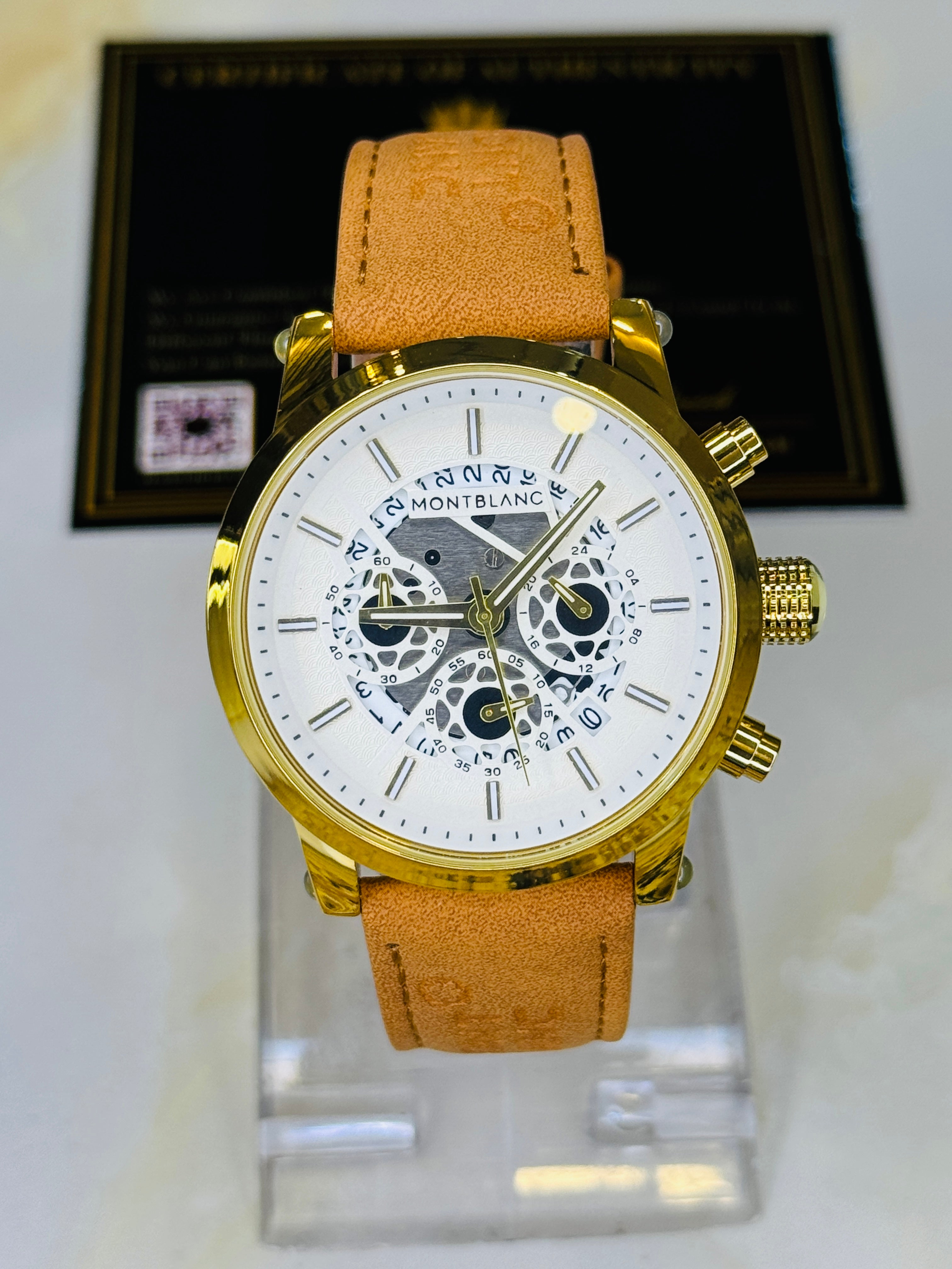 MontBlanc Brown Gold Skeleton Chronograph Watch
