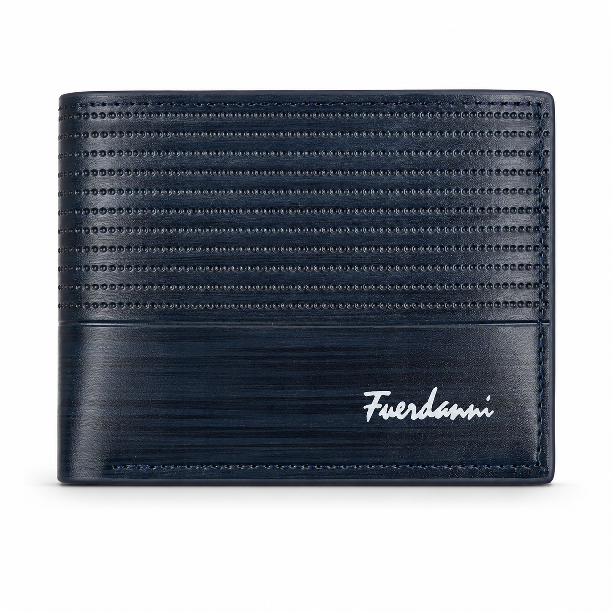 Fuerdanni Men's Slim Leather Bifold Wallet - Perforated Accent Design