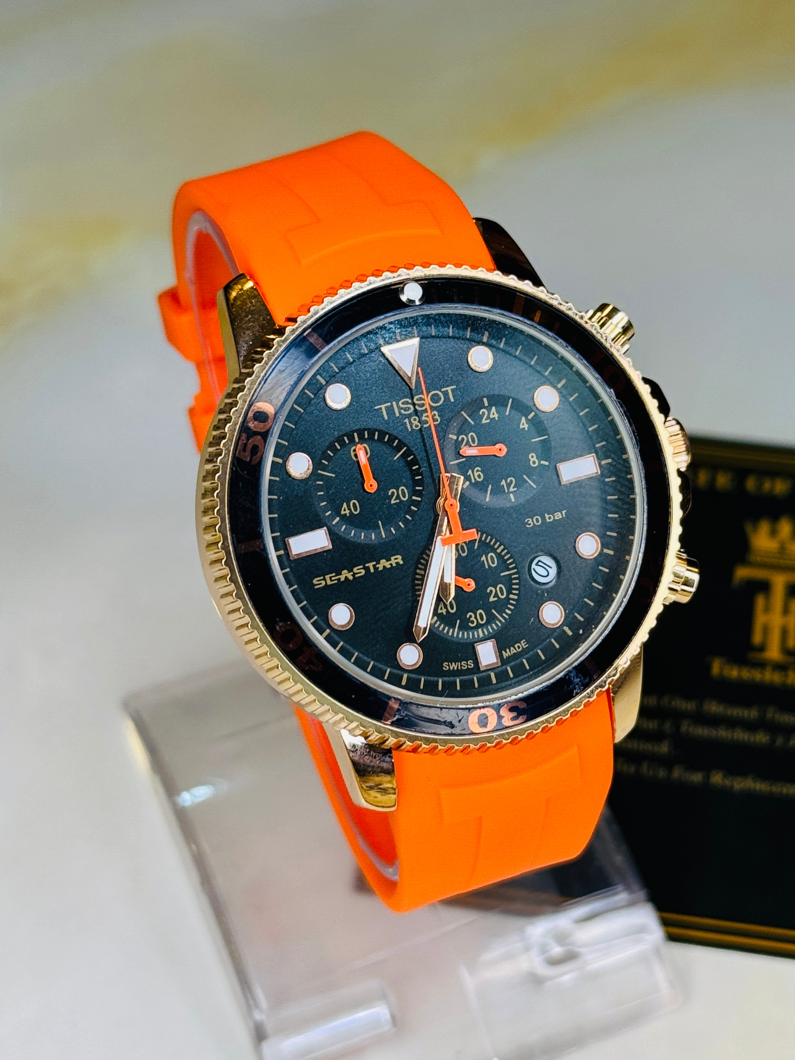 Orange Tissot Sea Star Chronograph Watch