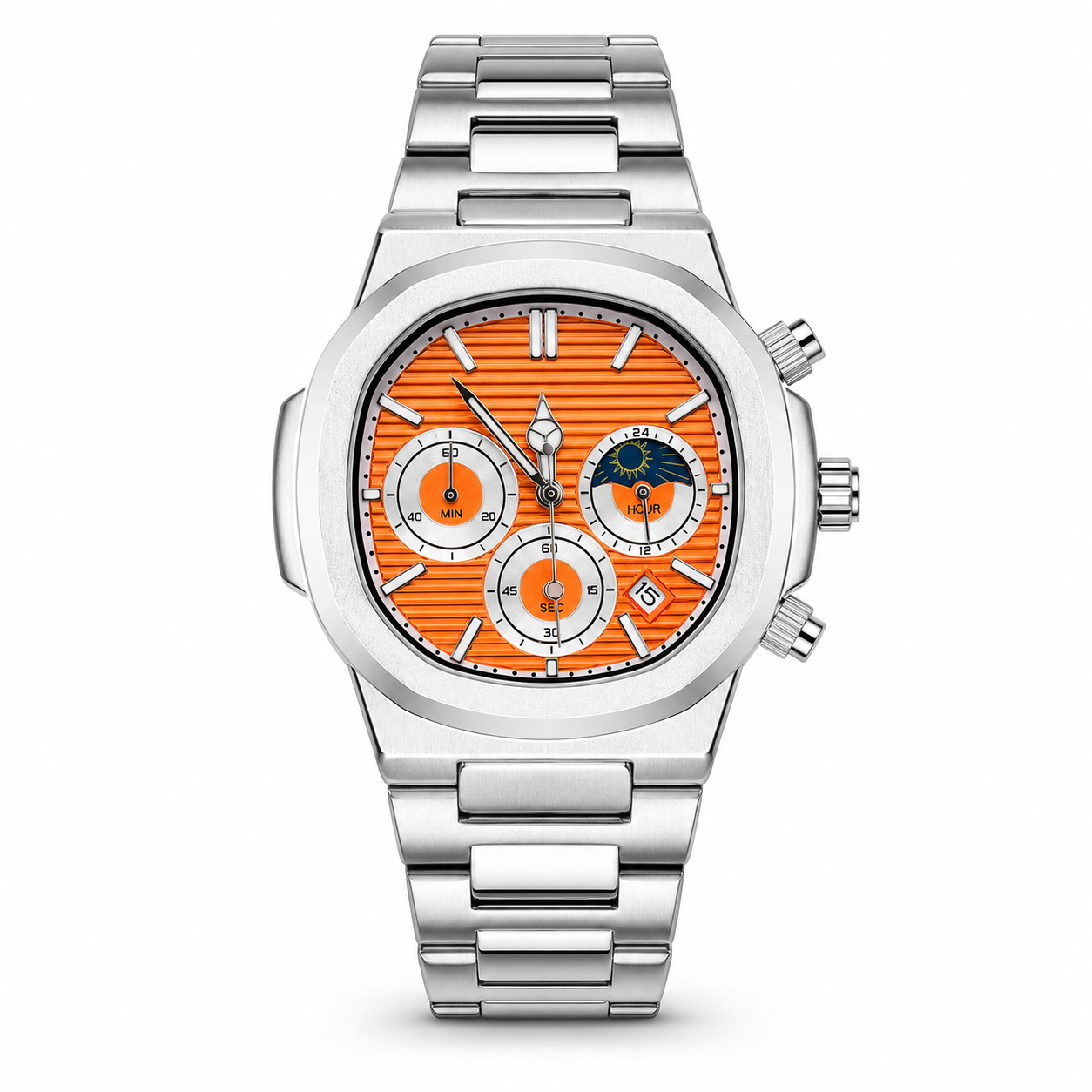 Silver Orange Nautilus Chronograph Watch