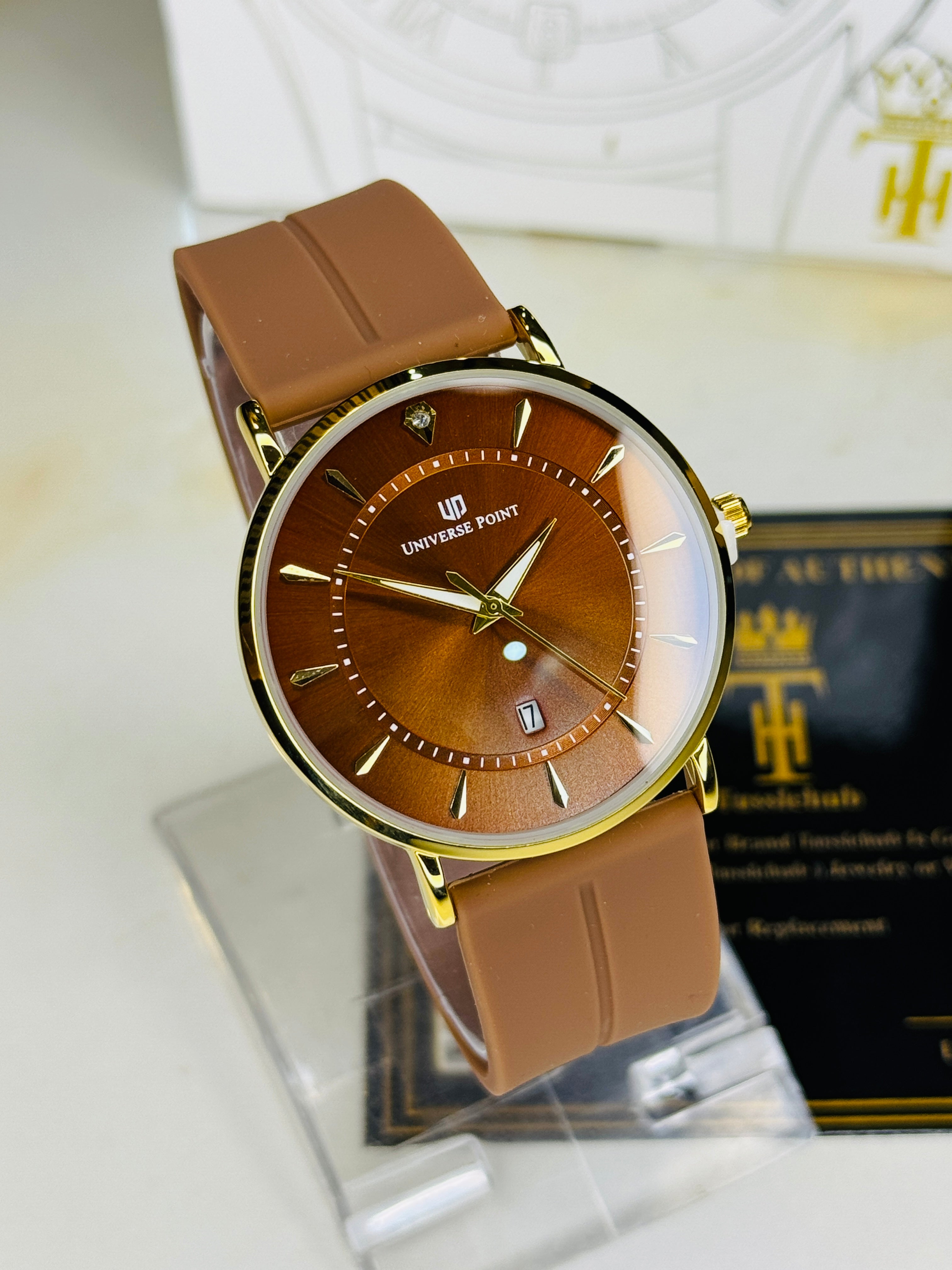 Brown Gold Slim Balloon Universe Point Watch