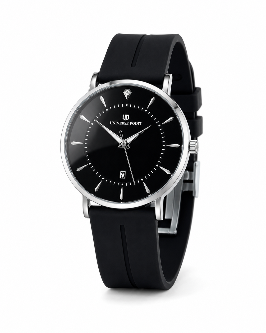 Black Silver Slim Balloon Universe Point Watch