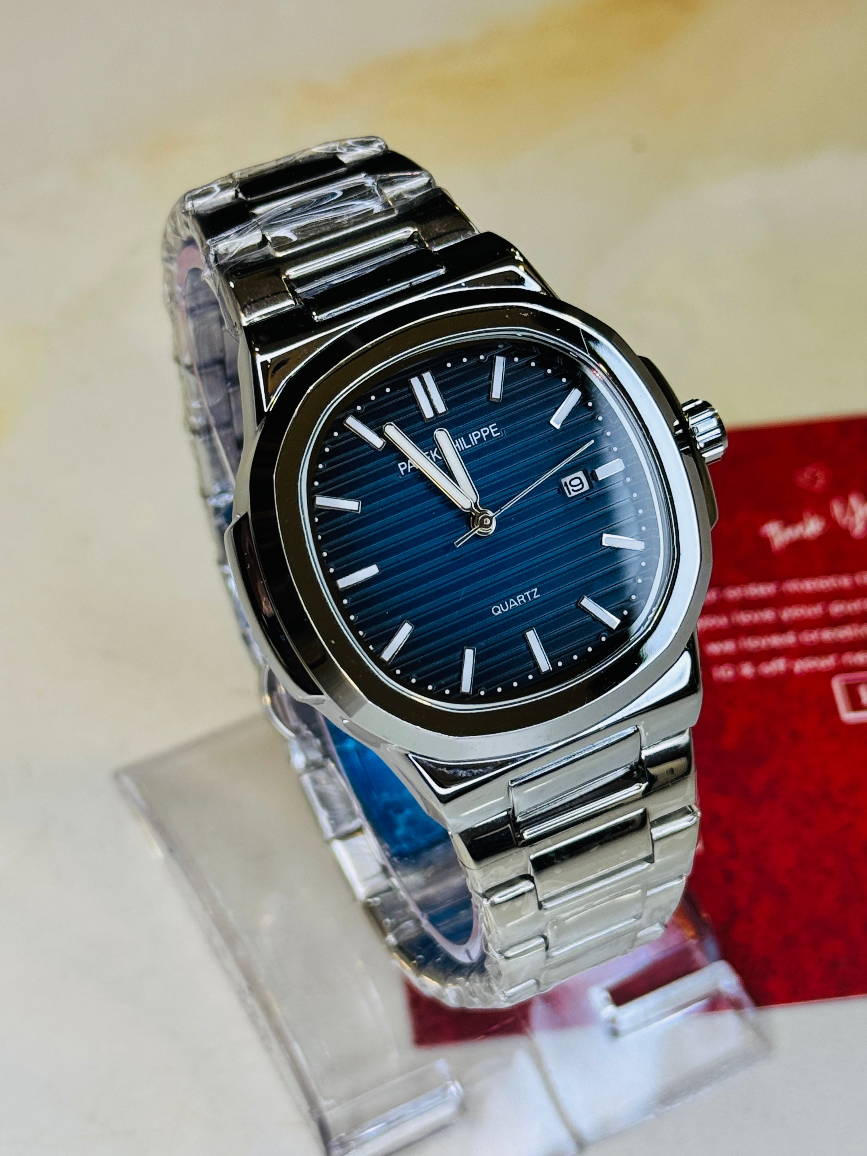 Silver Deep Blue Nautilus Premium Watch