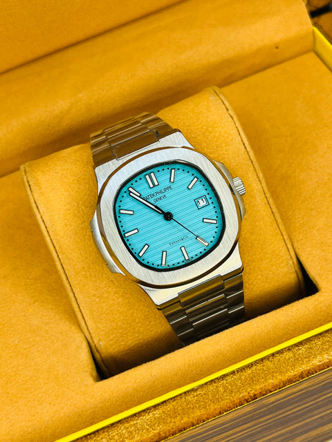 Silver Tiffany Blue Automatic Nautilus Super Clone Watch