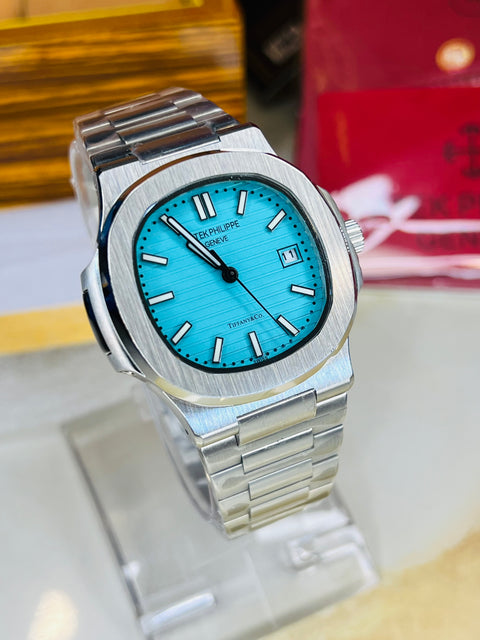 Silver Tiffany Blue Automatic Nautilus Super Clone Watch