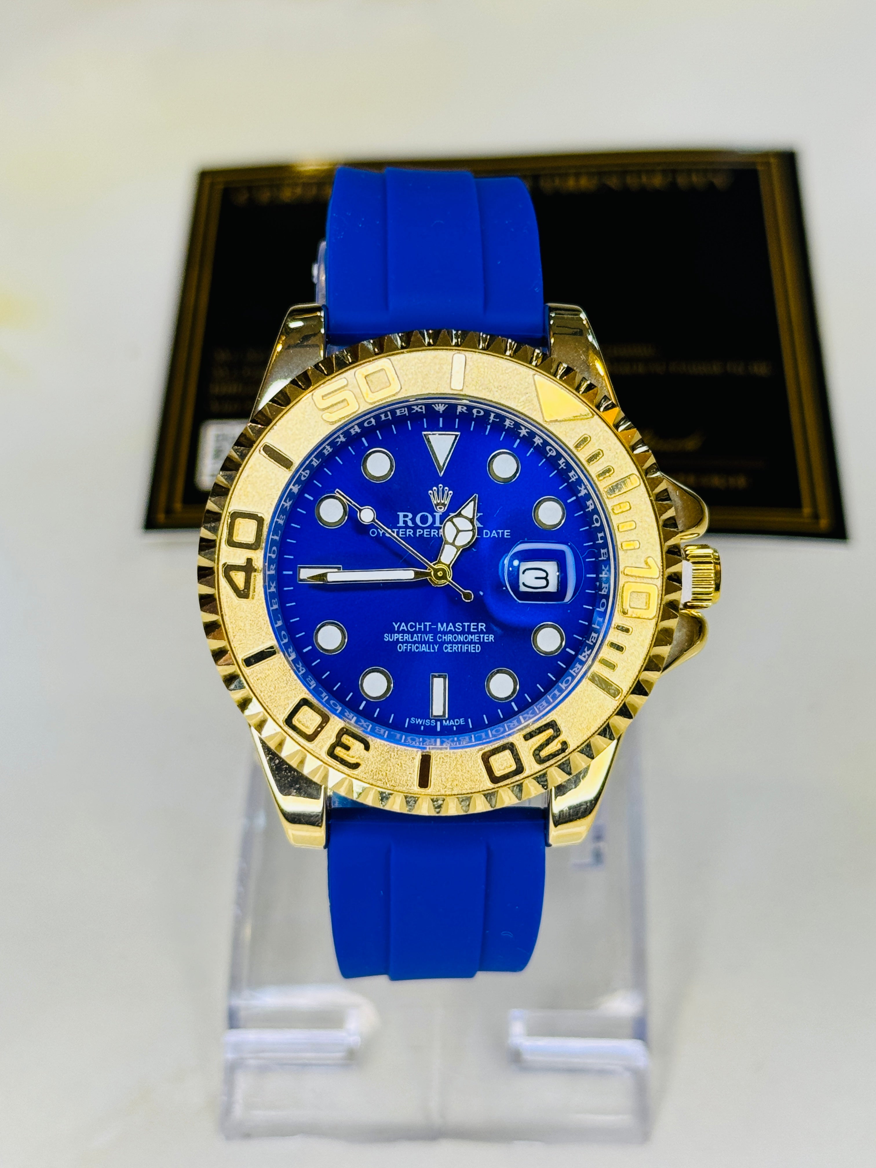 Gold Blue Yatchmaster Watch