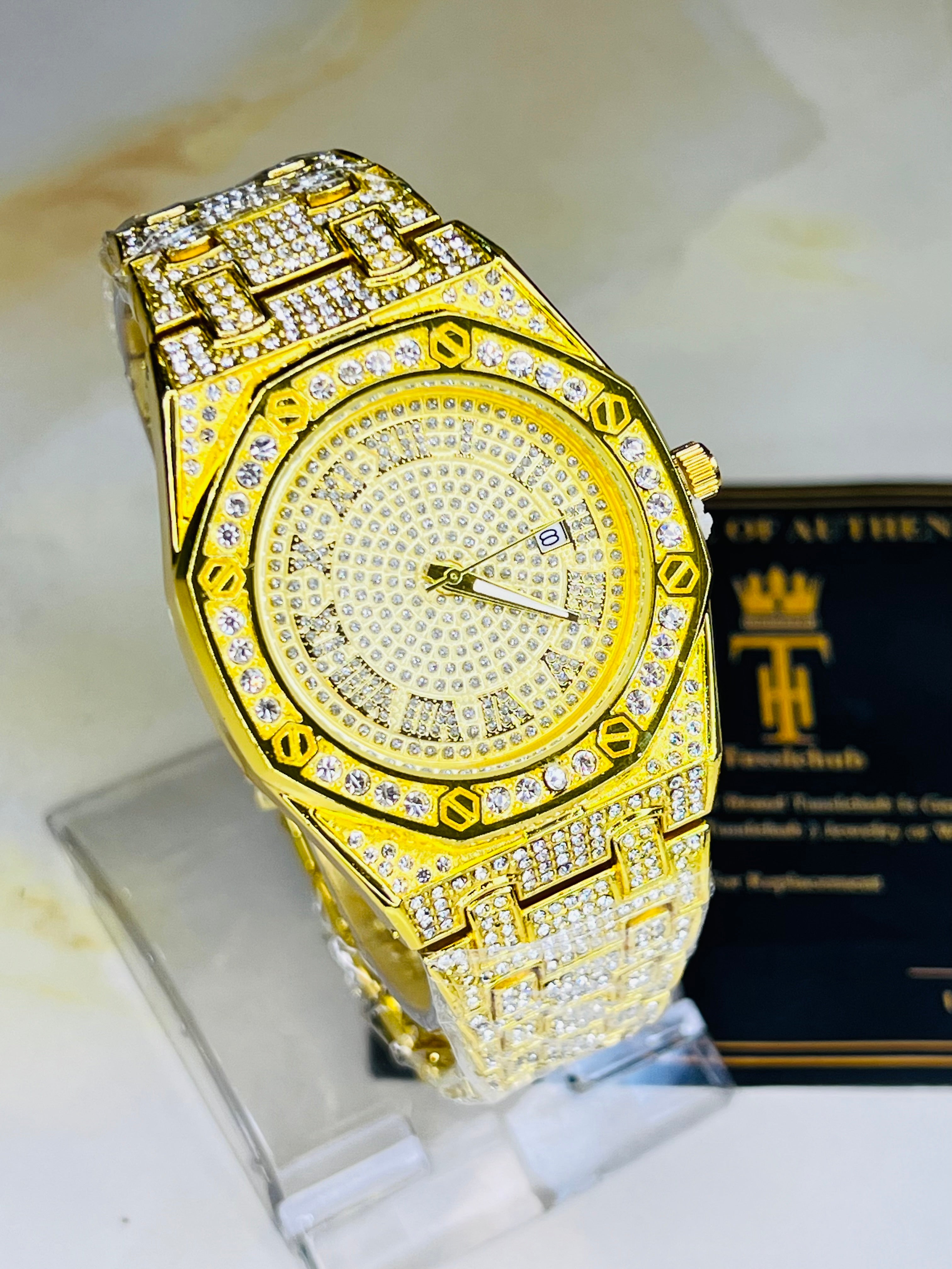 Gold AP Iced Out Watch