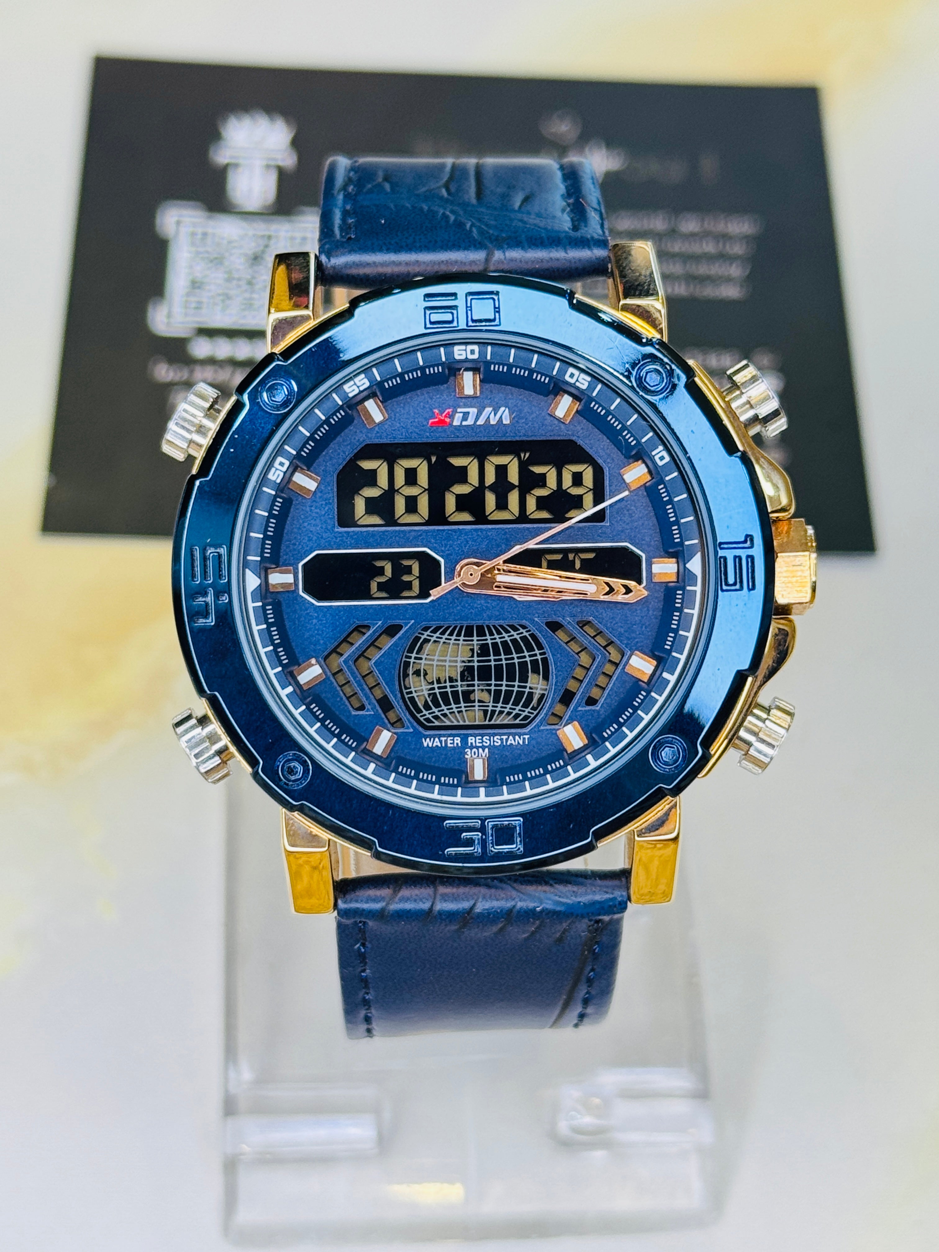 XDM Tungsten Blue Brown Dual Time Watch