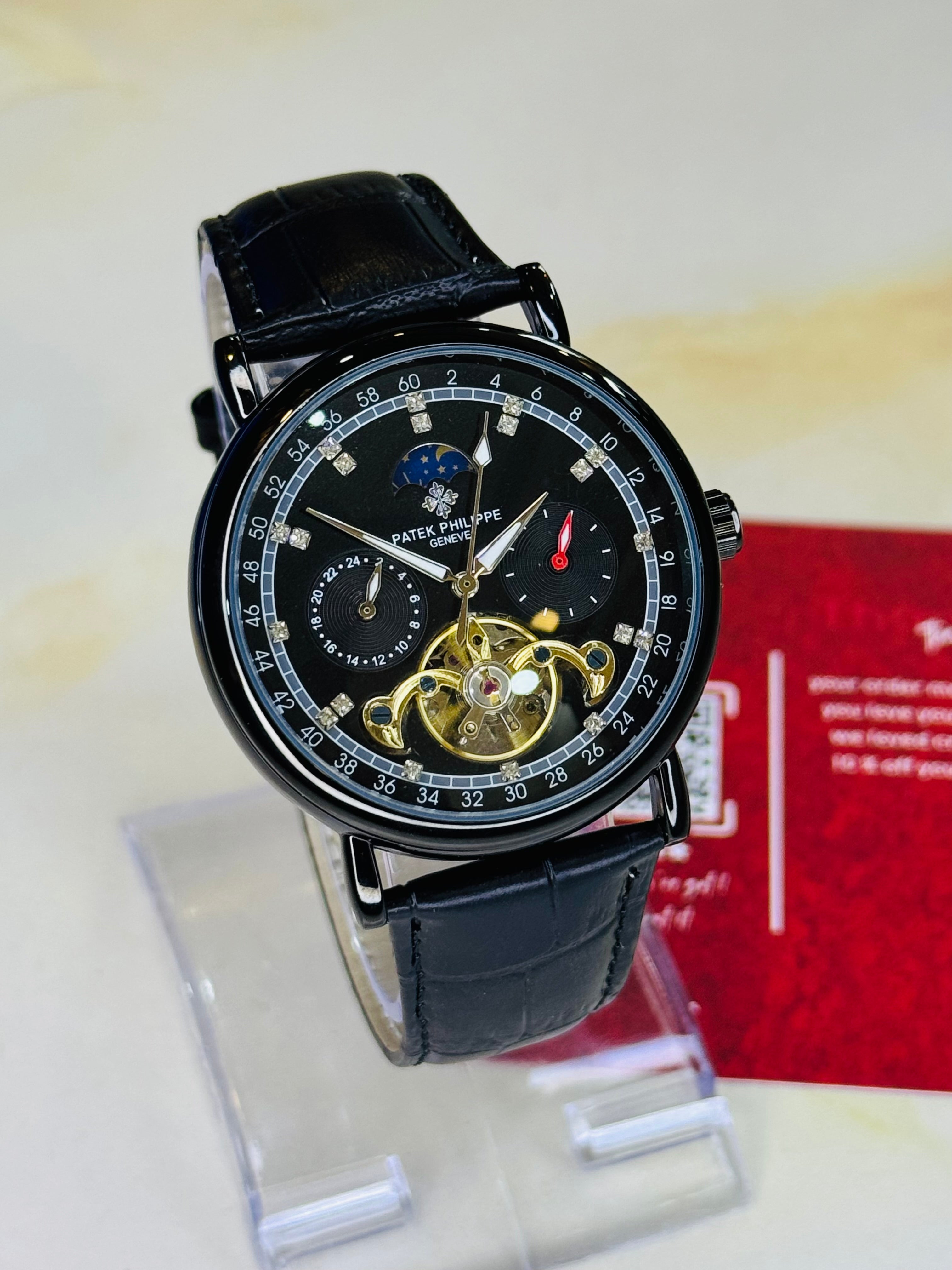 Patek Phillipe Black Automatic Pendulum MoonGraph Watch