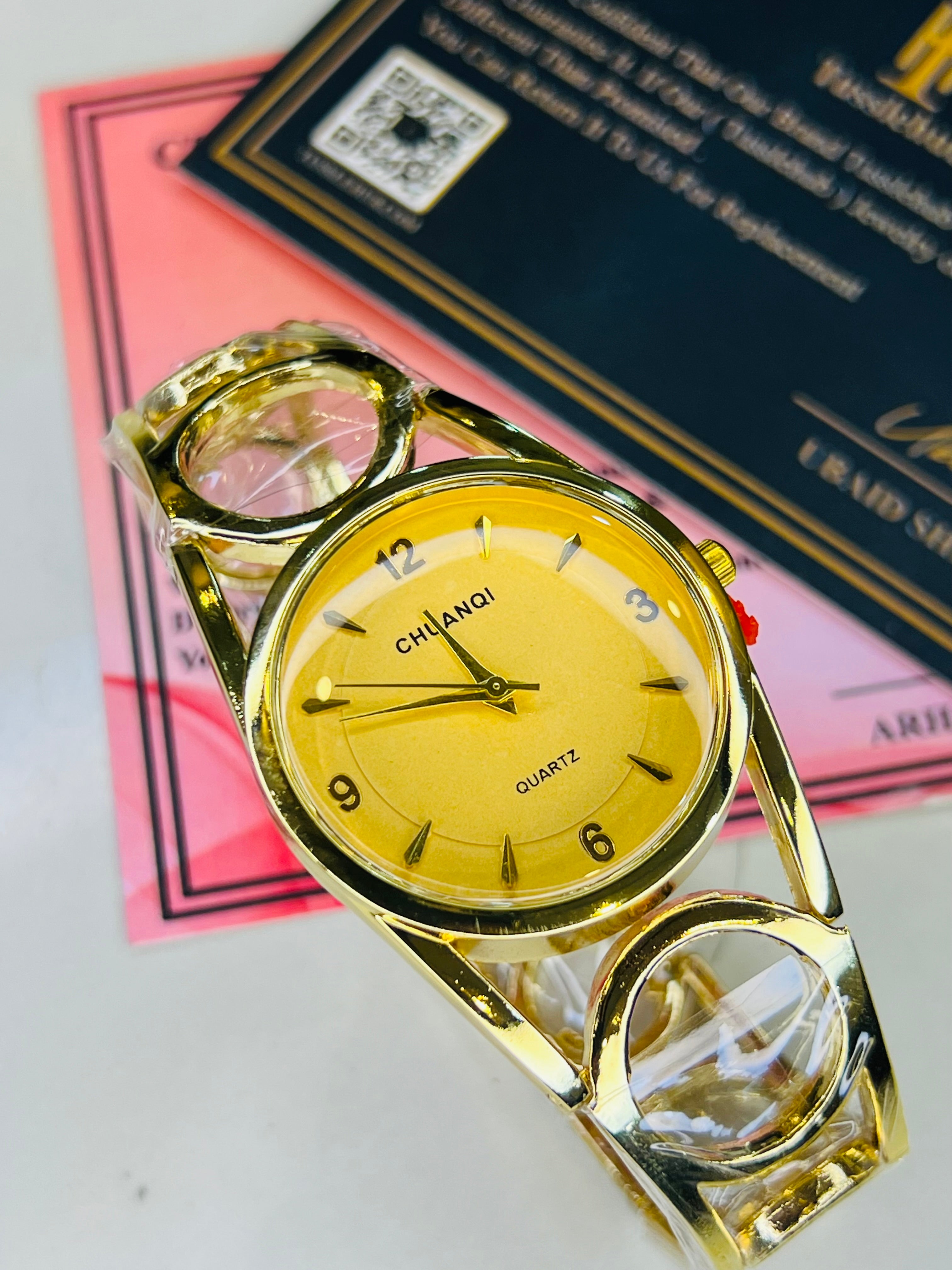 Gold Circle Bracelet Watch For Her