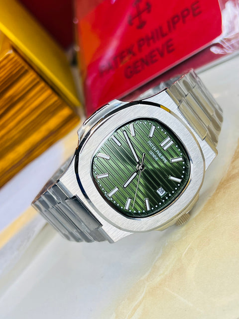 Silver Amazon Green Automatic Nautilus Super Clone Watch