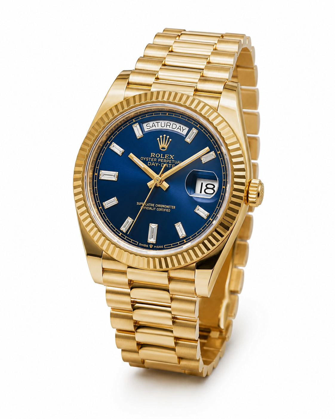 Day Date Gold Sapphire Dial Automatic Super Clone Watch