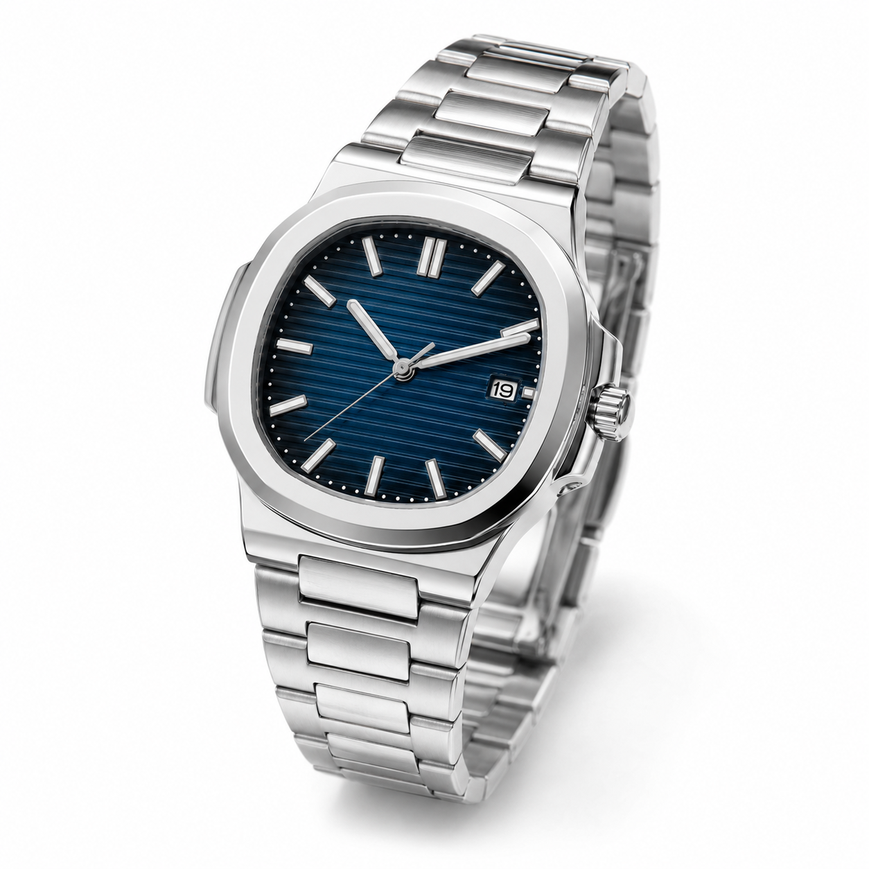 Silver Deep Blue Nautilus Premium Watch