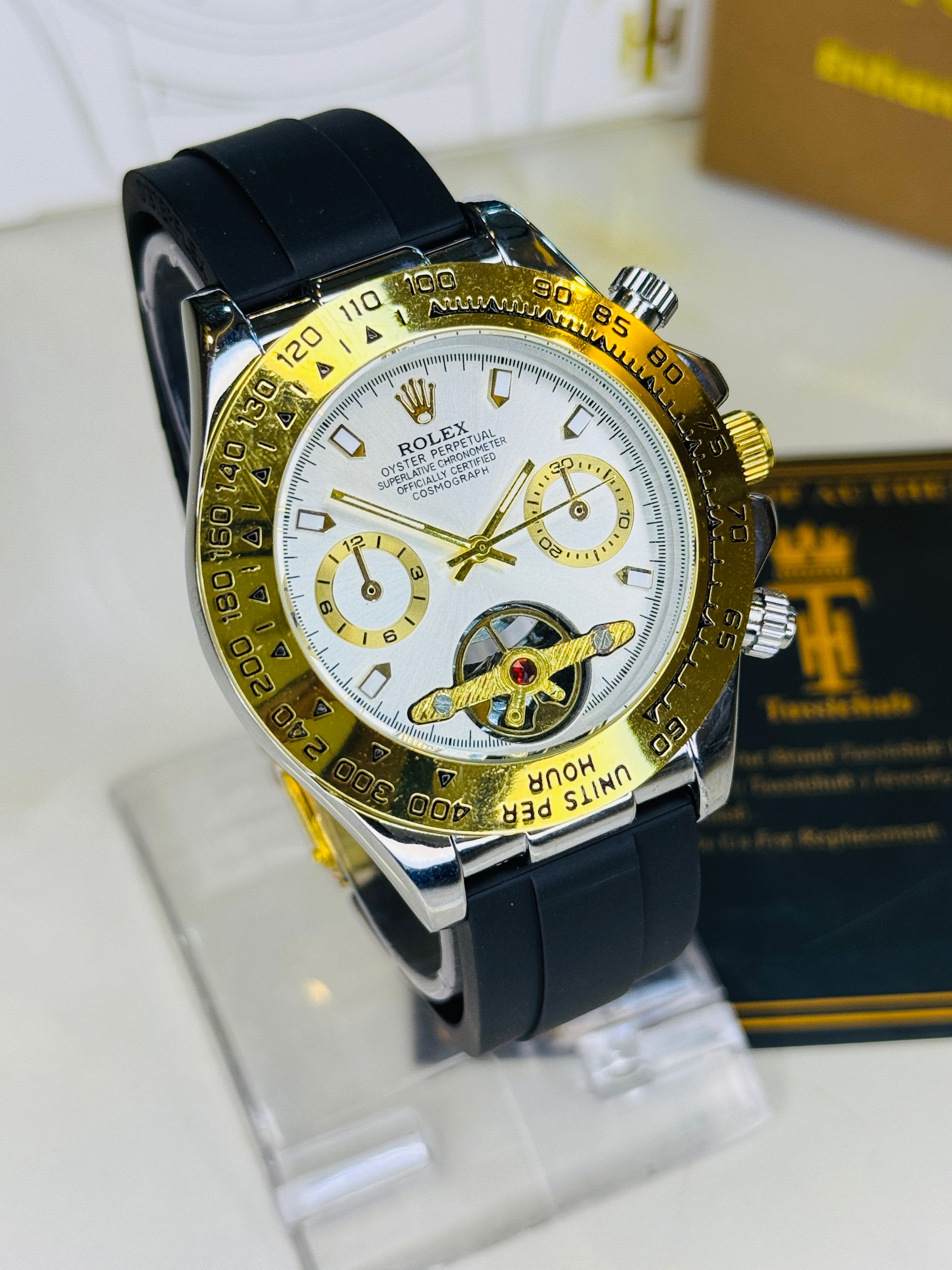 Skeleton Daytona Silver Gold Watch