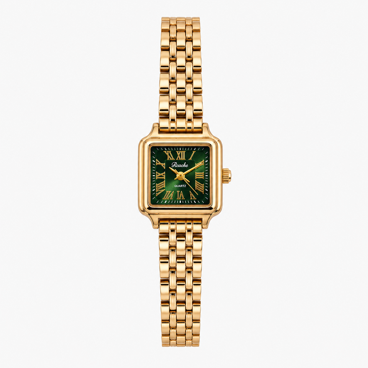Gold Emerald Roman Tulip Watch For Her