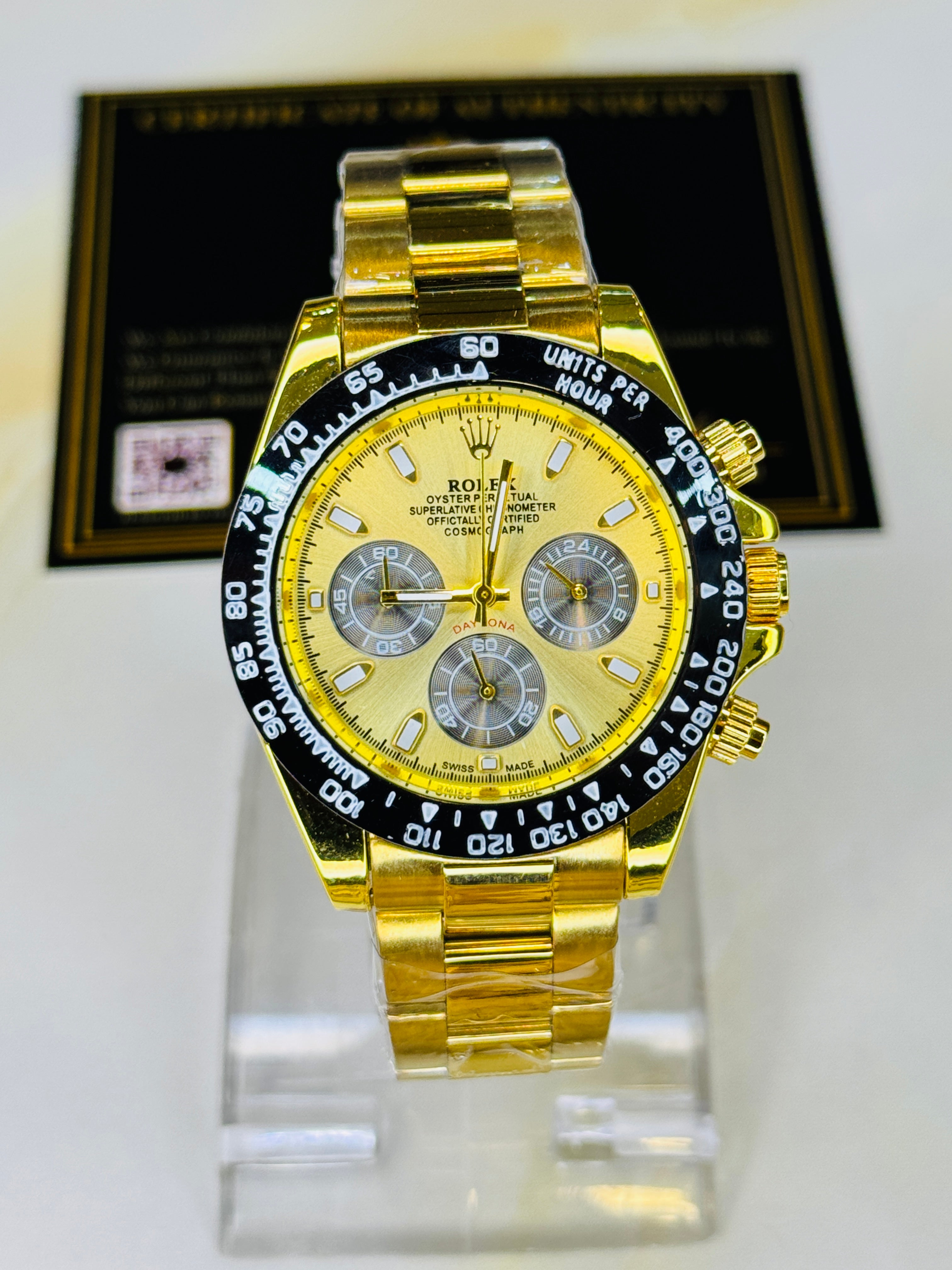 Gold Daytona Chronograph Master Clone Chain Strap Watch