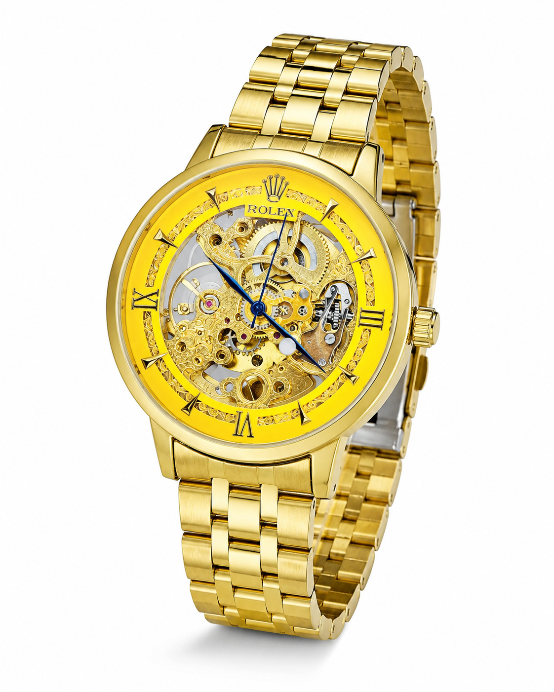 R-1 All Gold Chain Strap Skeleton Automatic Watch