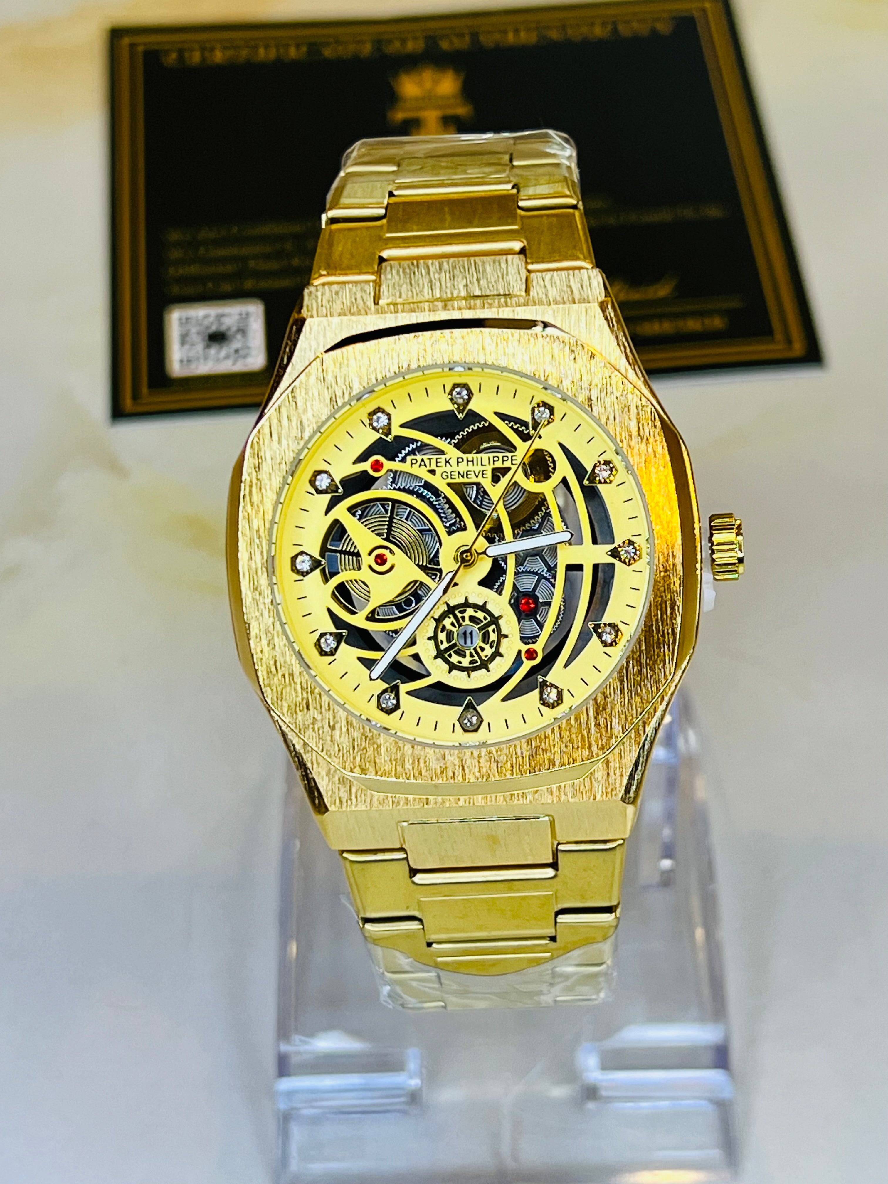 All Gold Skeleton Chain Strap PP watch