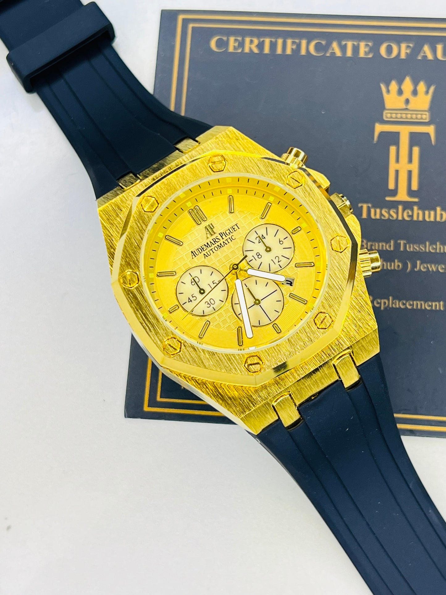 Black Gold Silicon Strap AP Watch