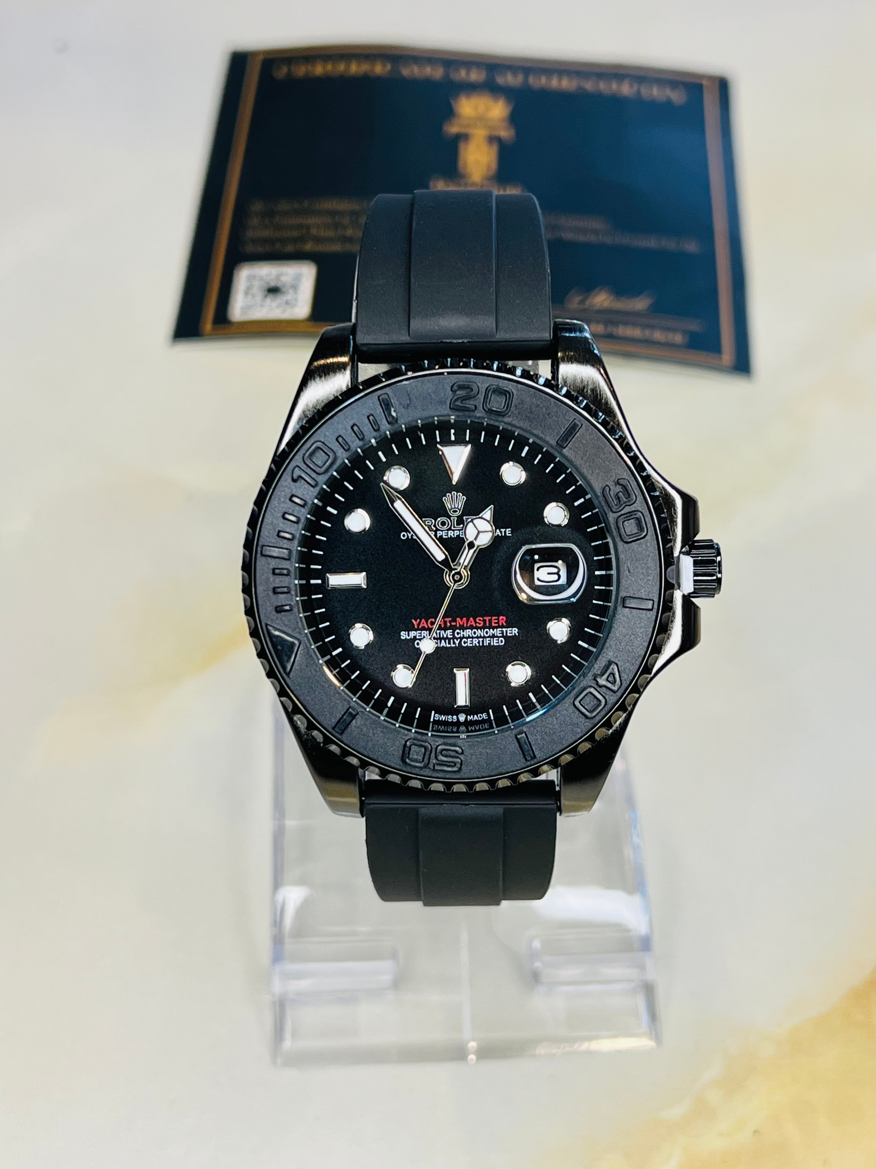 All Black Yatchmaster Oyster Watch