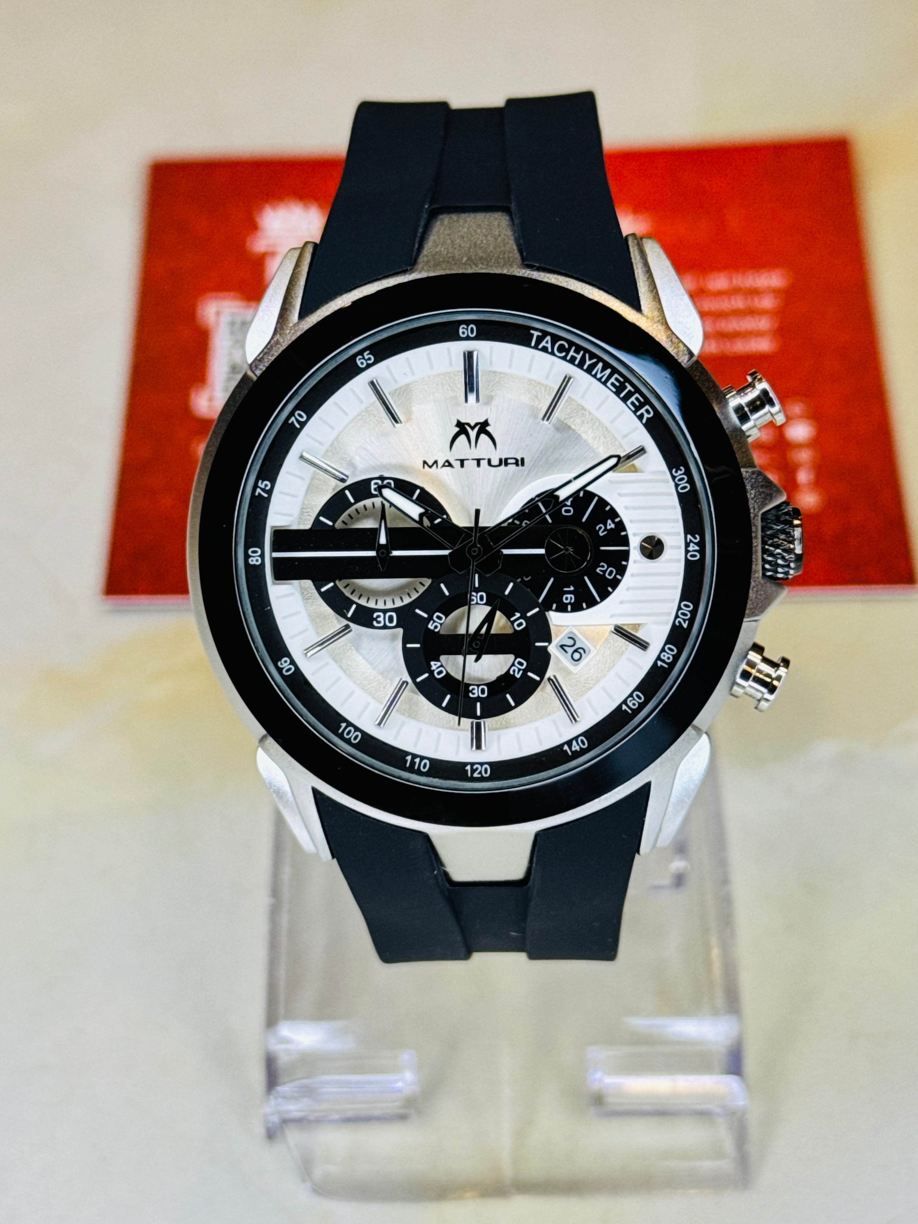 Black White Matturi Urban Chrono Watch