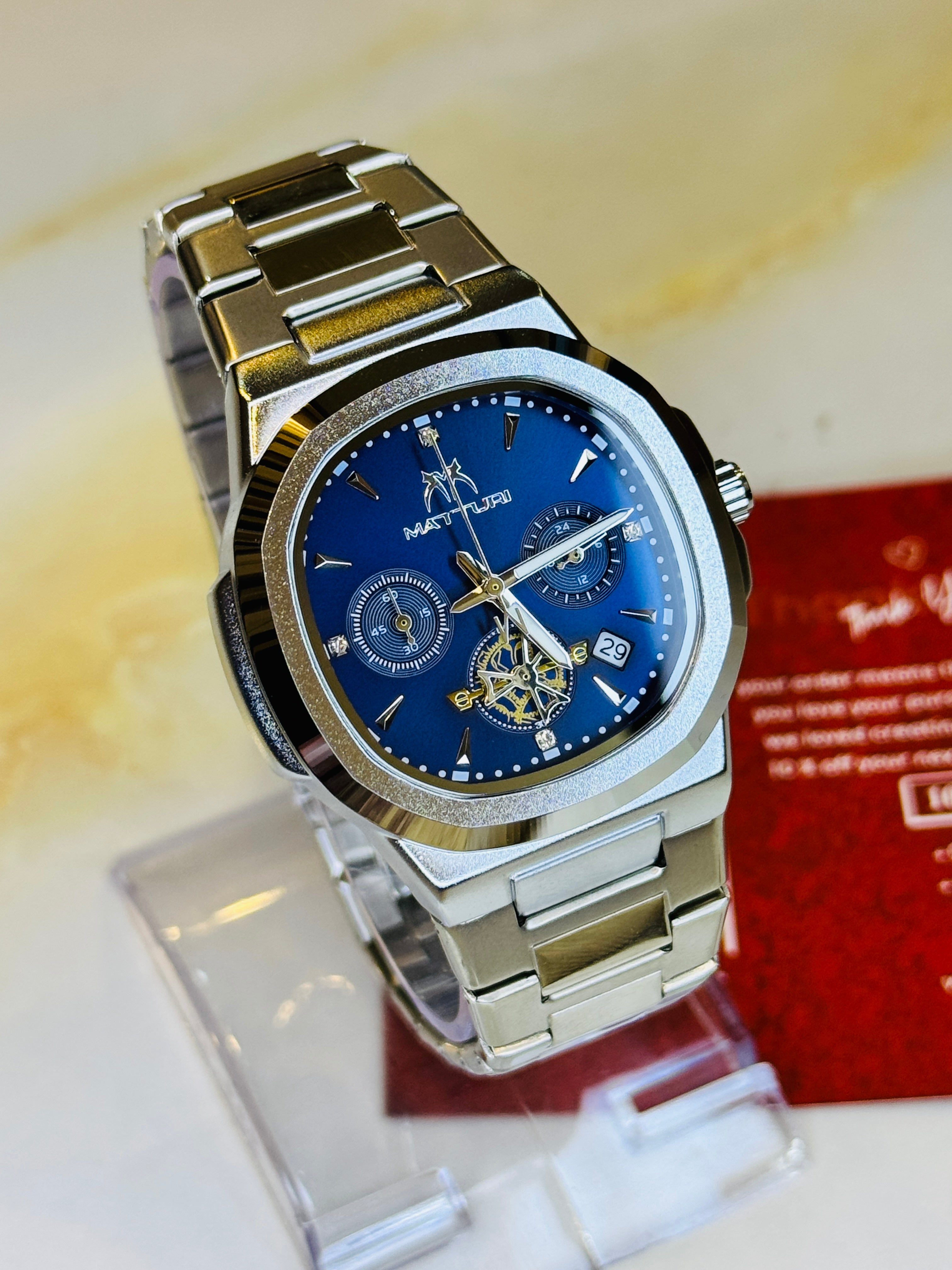 Silver Sapphire Matturi Chronograph Nautilus Watch