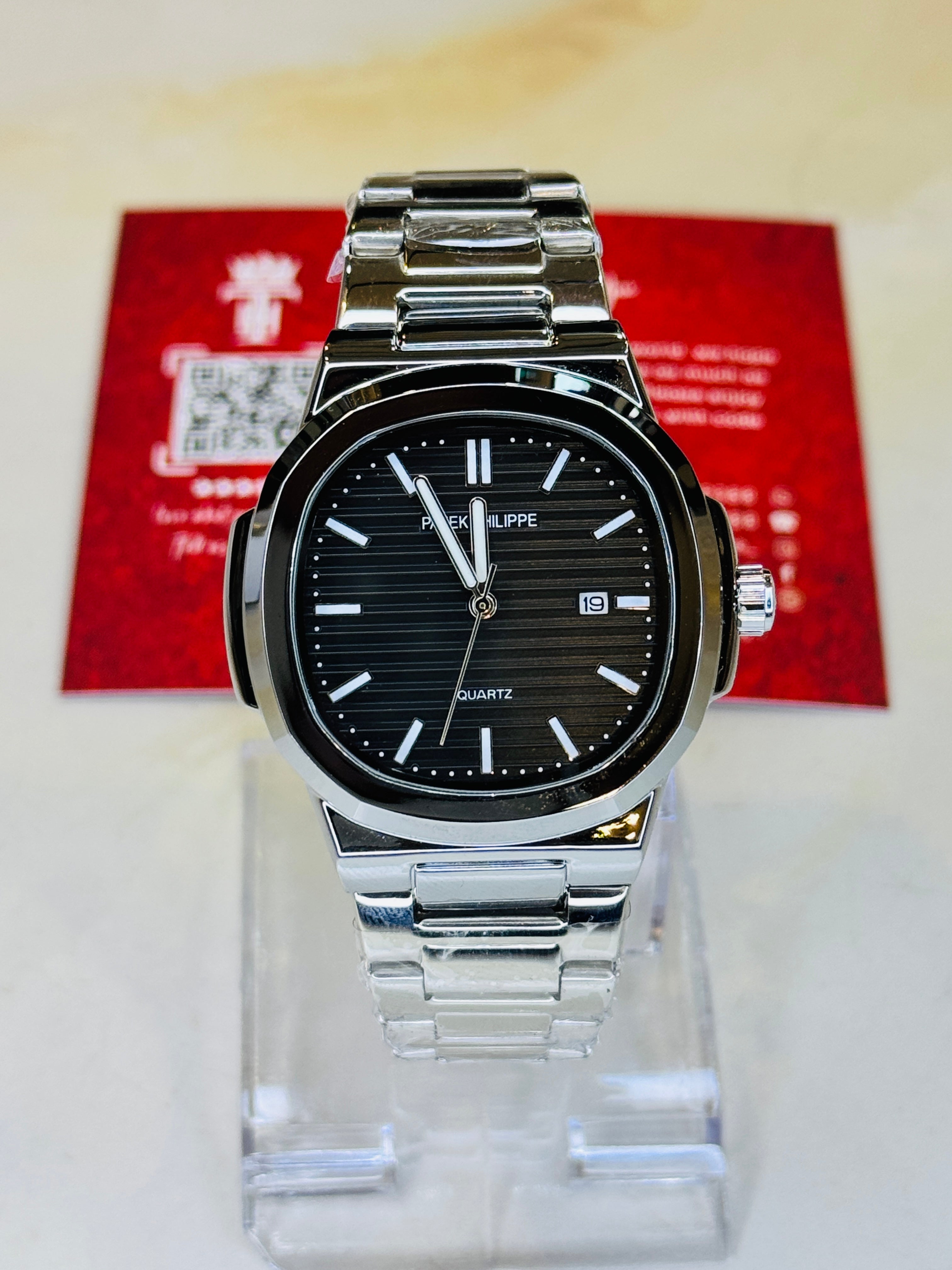 Silver Black Nautilus Premium Watch
