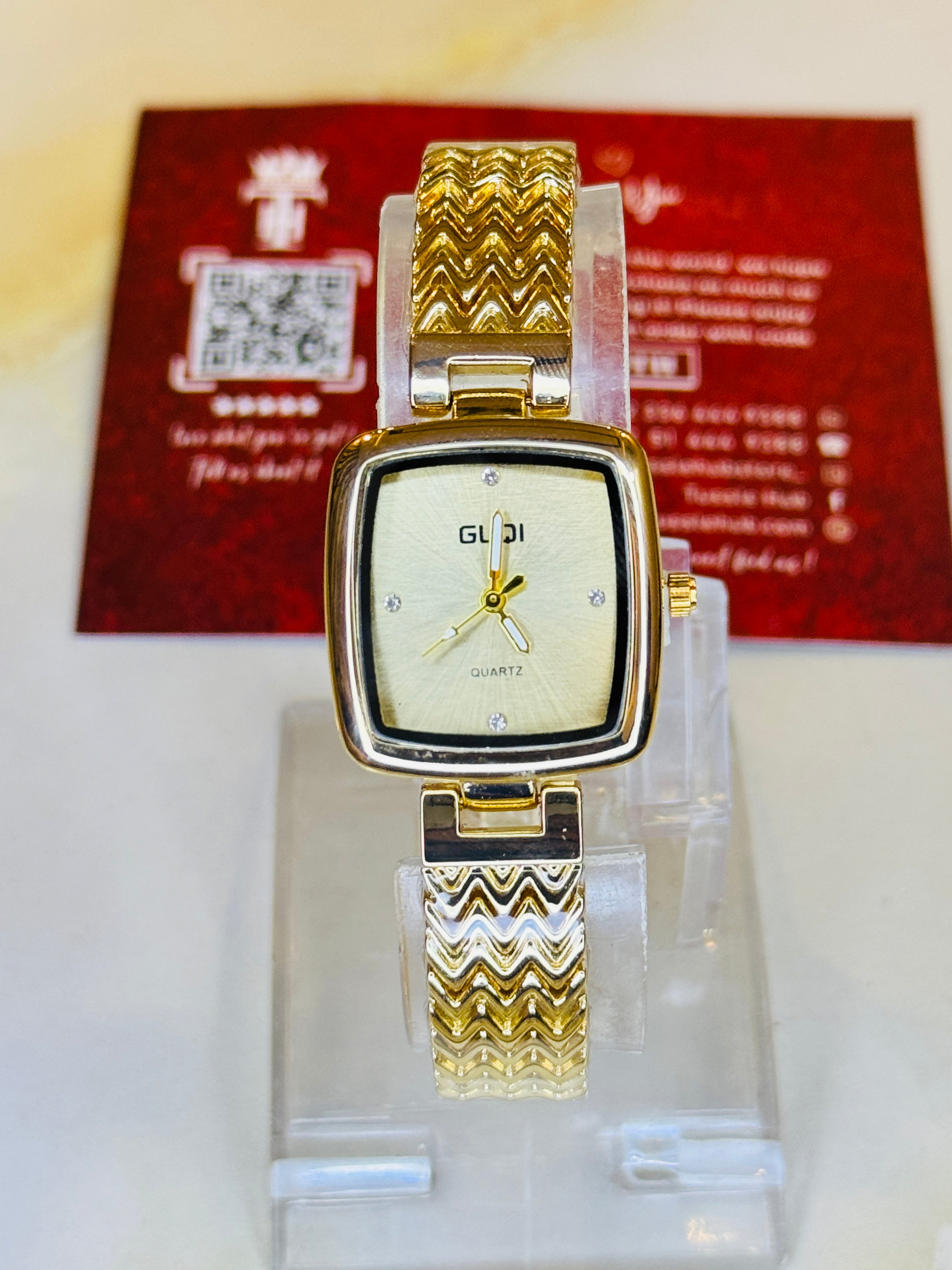 All Gold Guqi Square Watch For Her