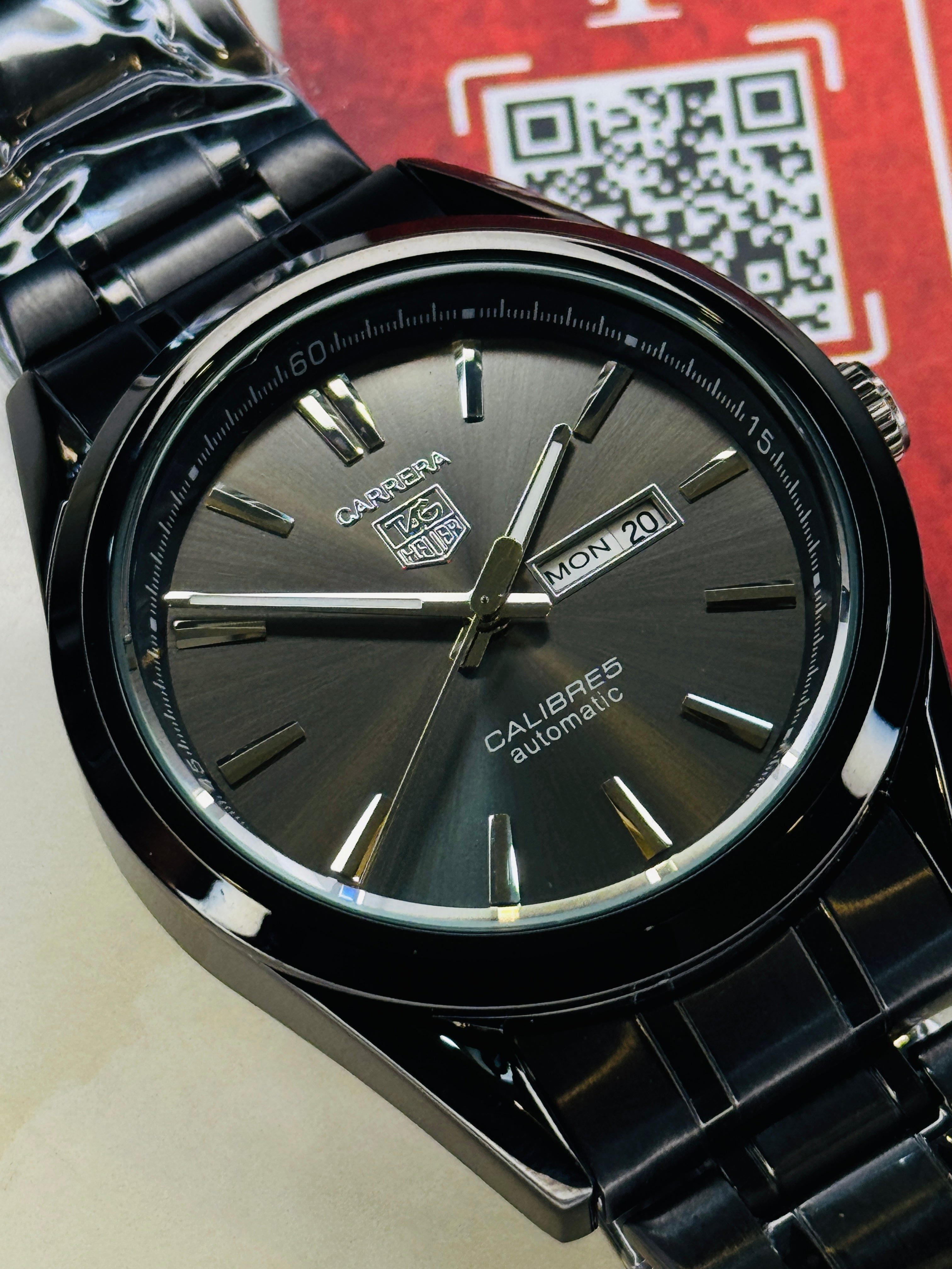 Silver White Carrera Day Date Chain Strapped Watch