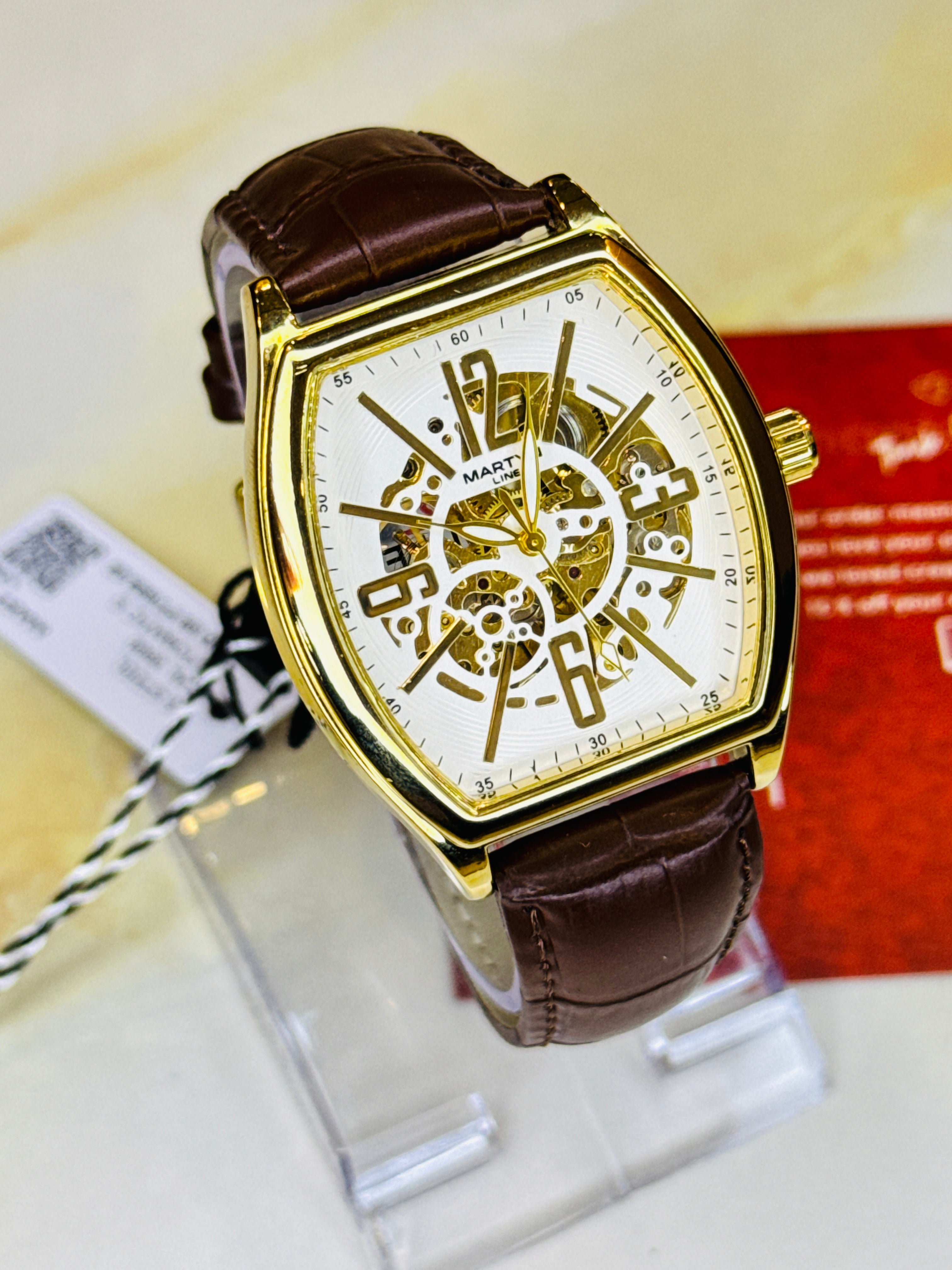 Coffee Gold Martyn Skeleton Automatic Watch