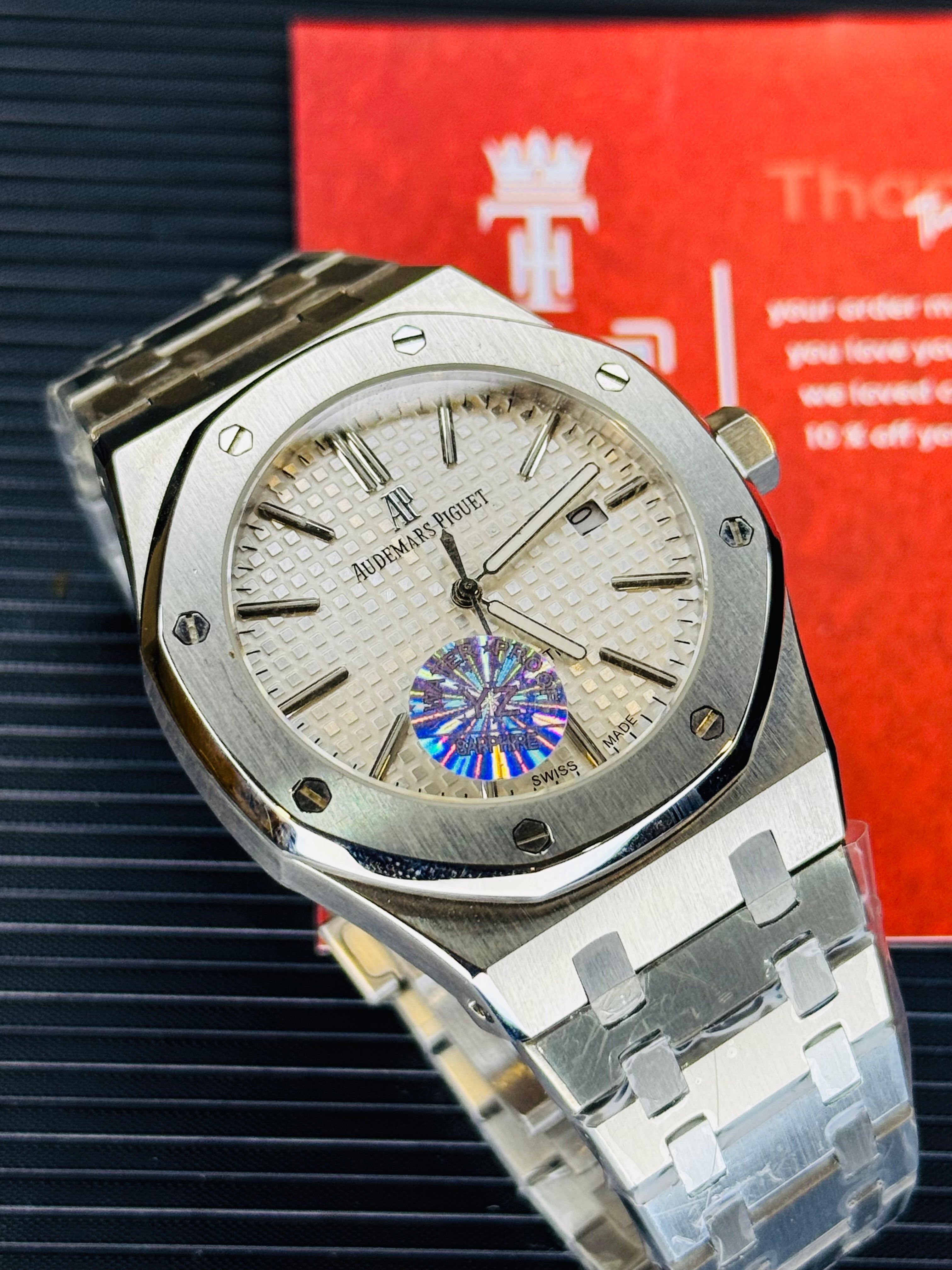 AP Super Clone Silver White Waffle Royal Oak Watch