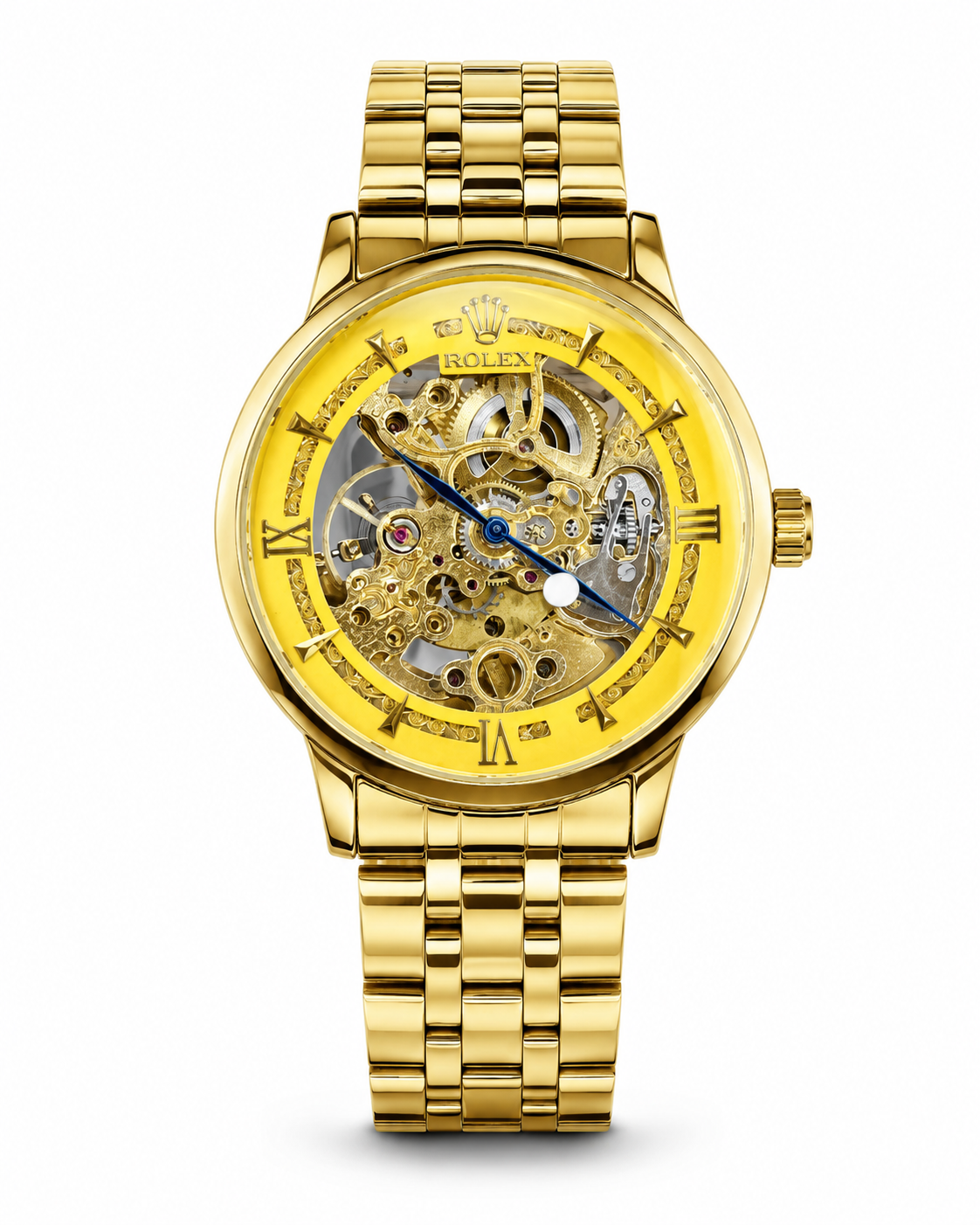 R-1 All Gold Chain Strap Skeleton Automatic Watch