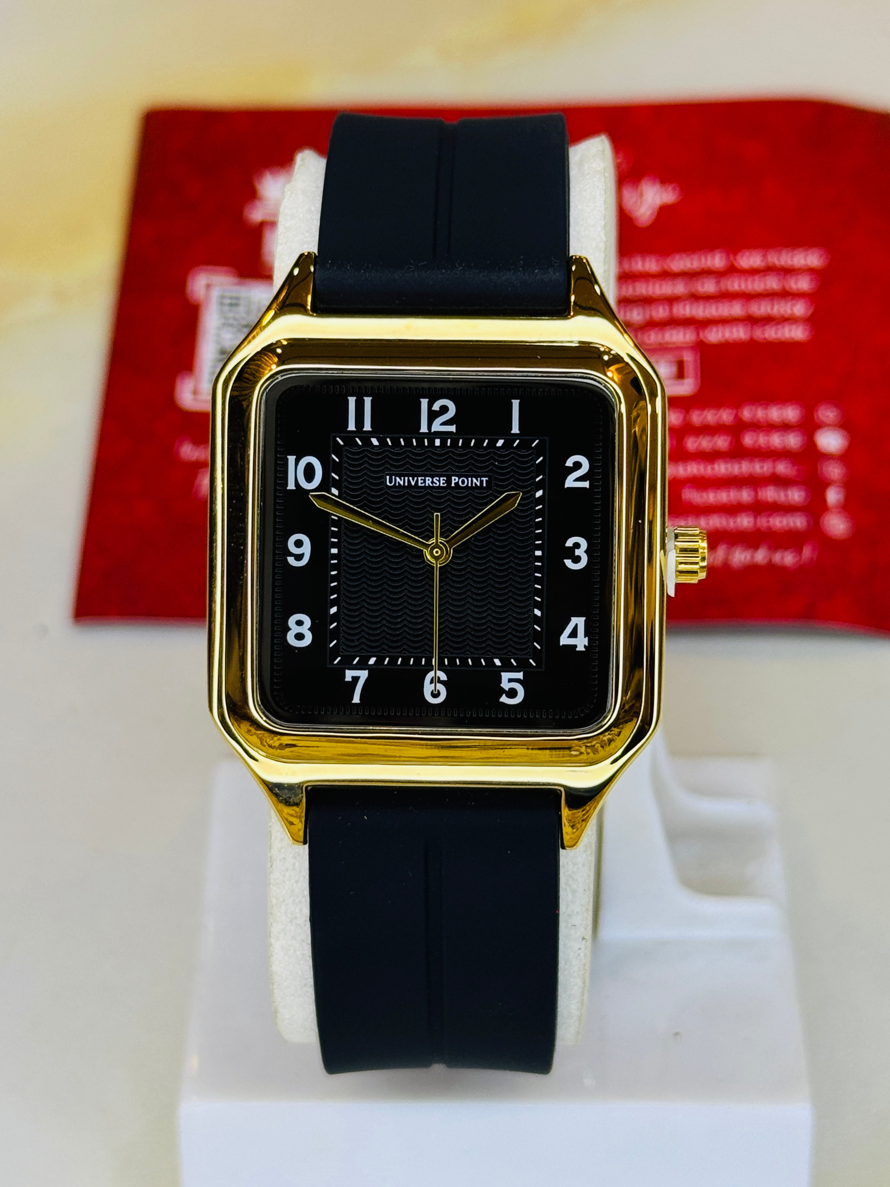 Black Gold Slim Square Universe Point Watch