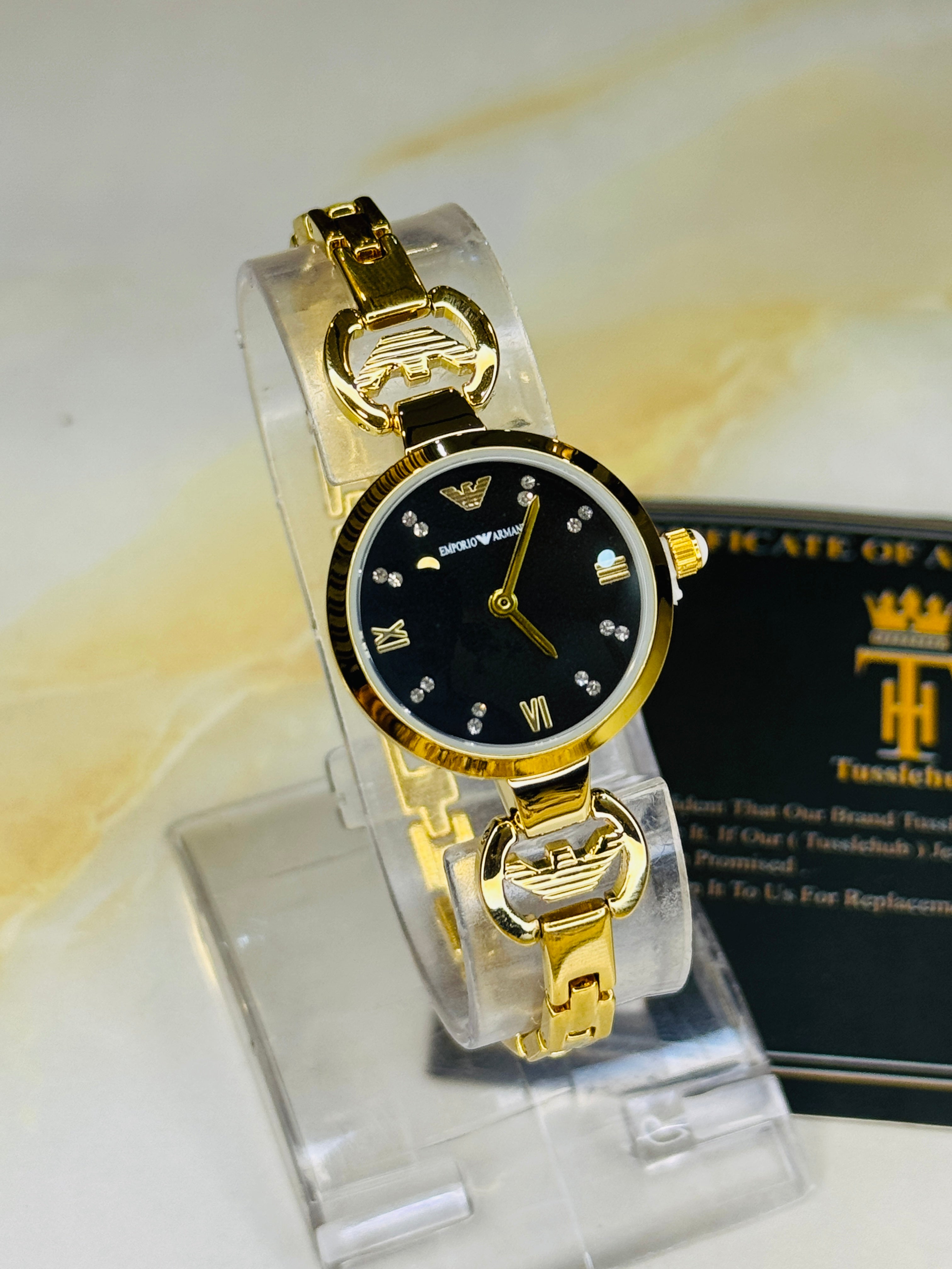 Emporio Gold Black Watch for her