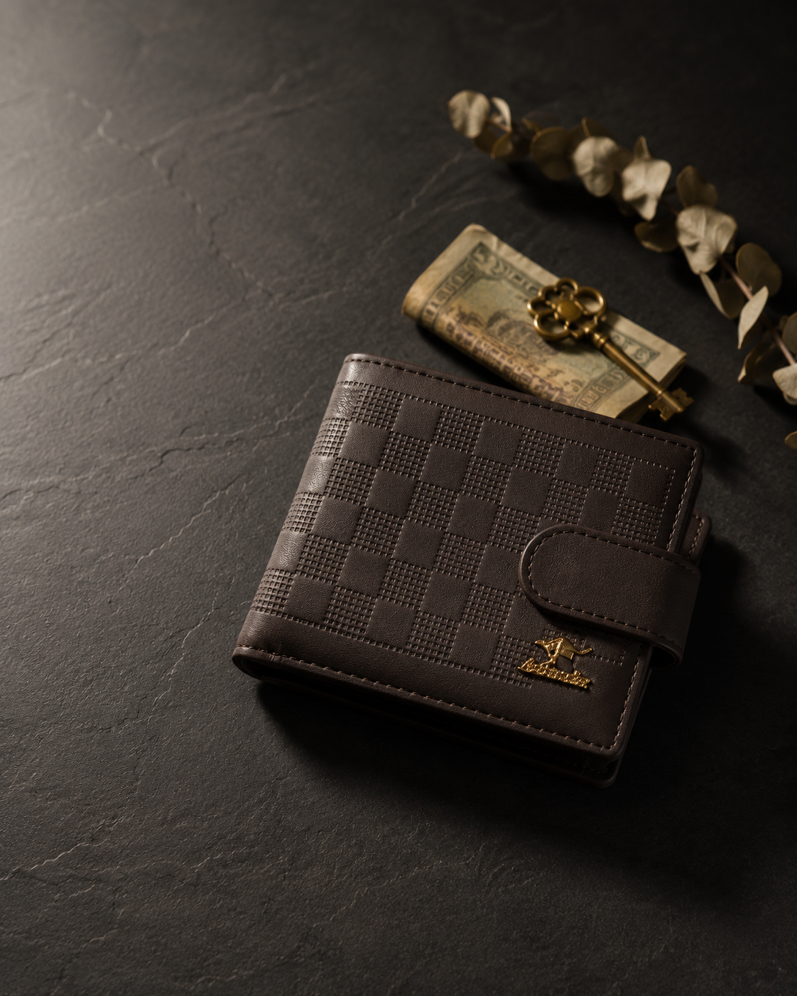 Kangaroo Check Coffee Wallet