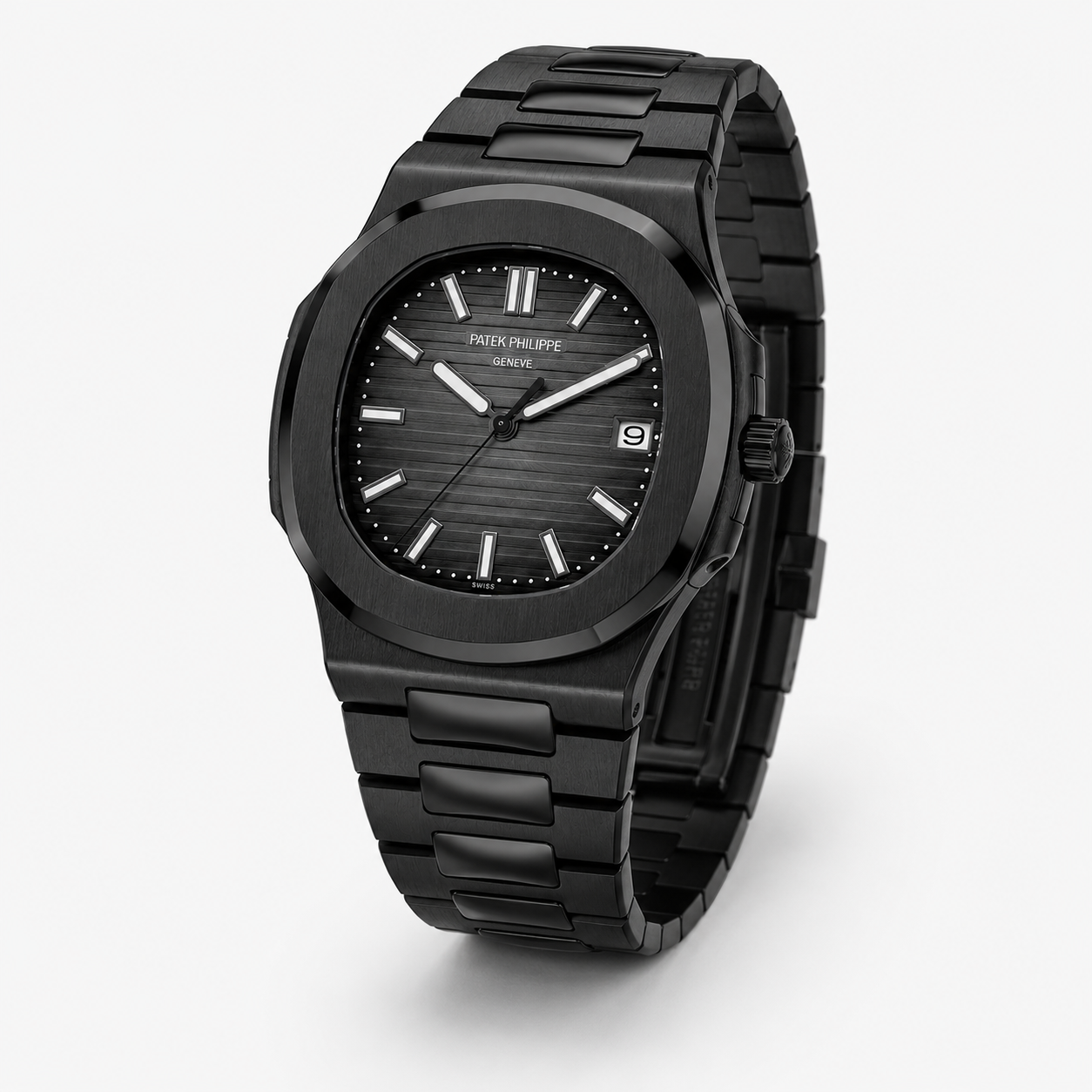 All Black Automatic Nautilus Super Clone Watch