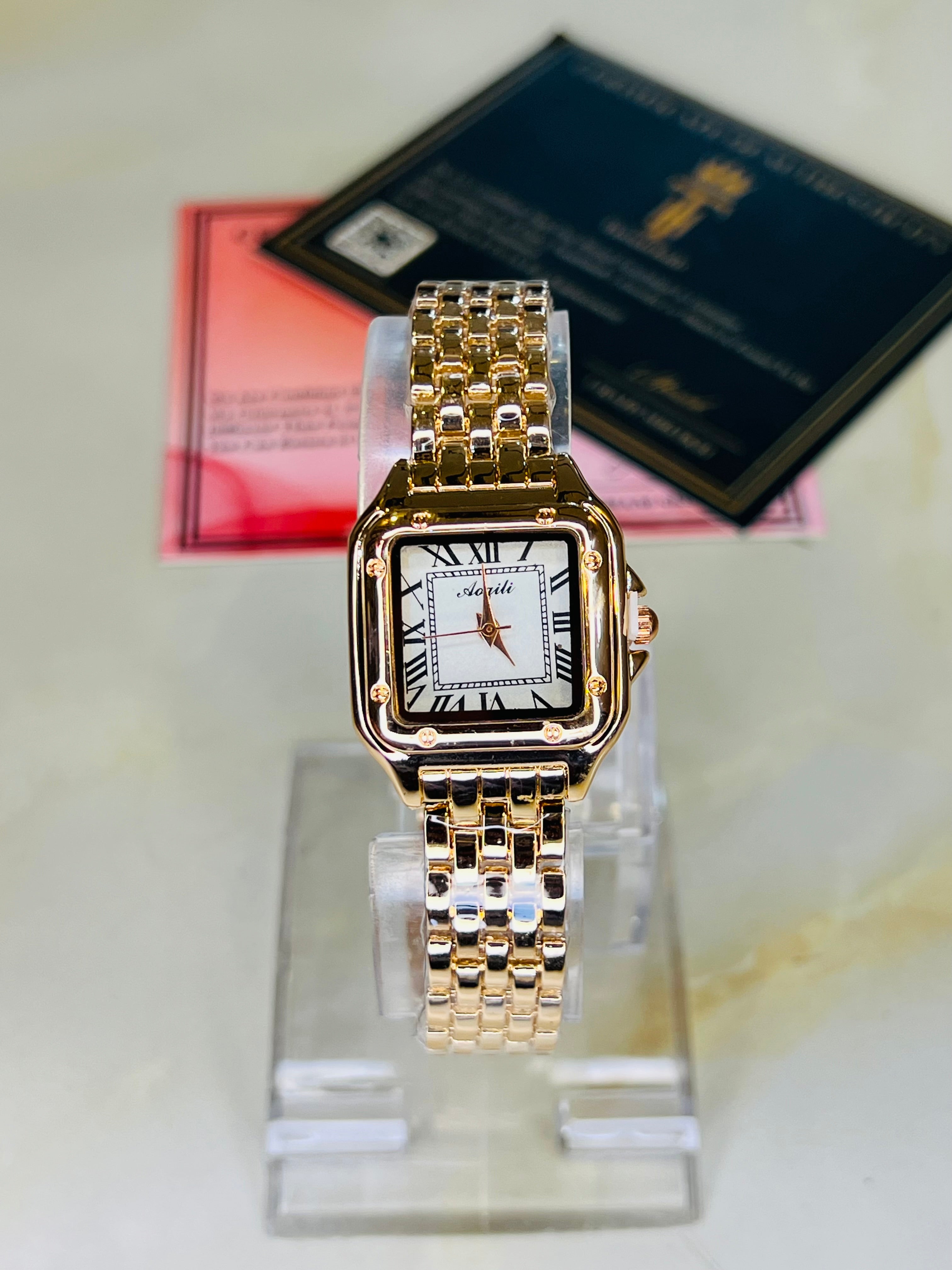 Rosegold White Santos Watch For Her