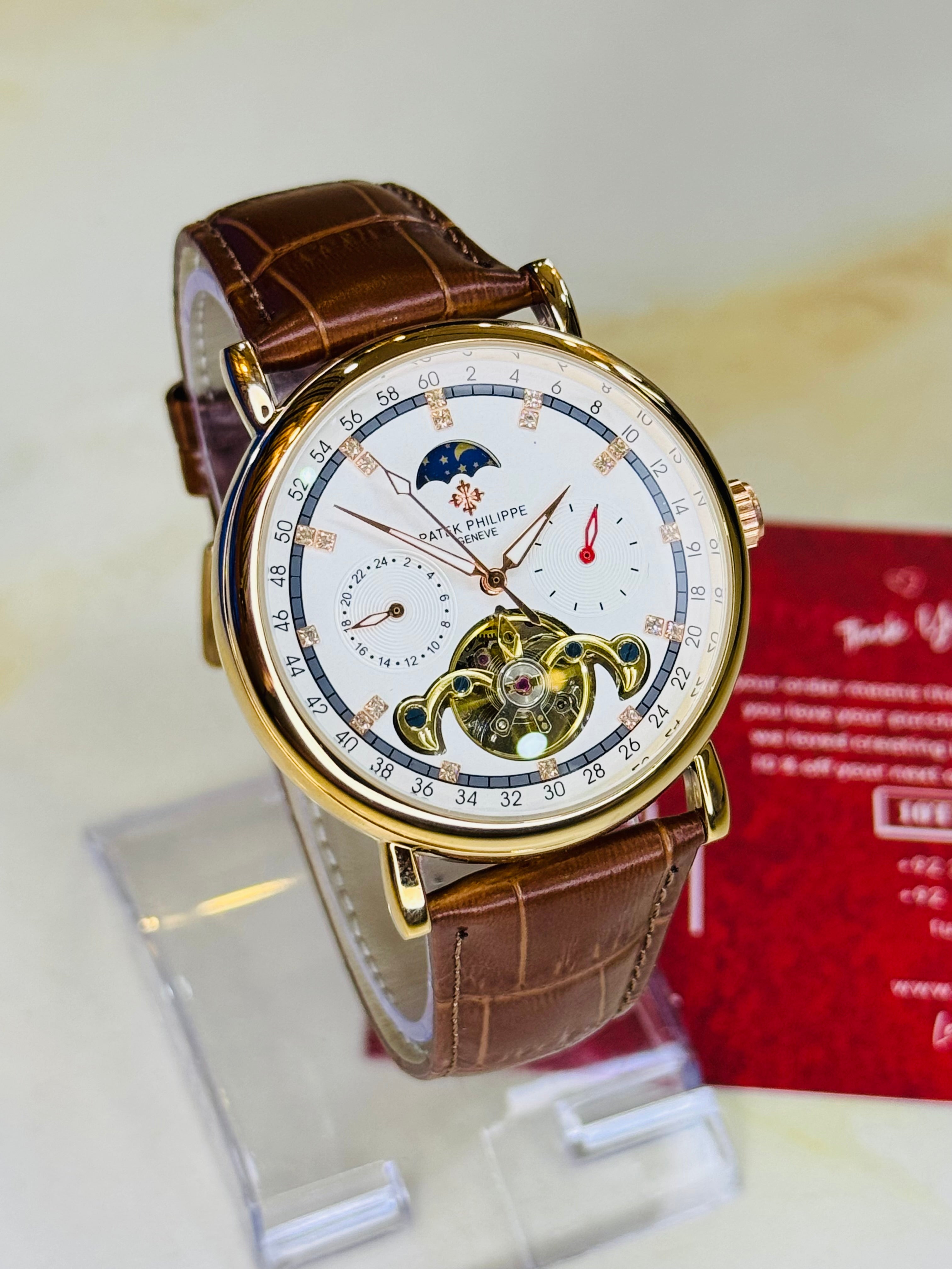 Patek Phillipe Brown Automatic Pendulum MoonGraph Watch