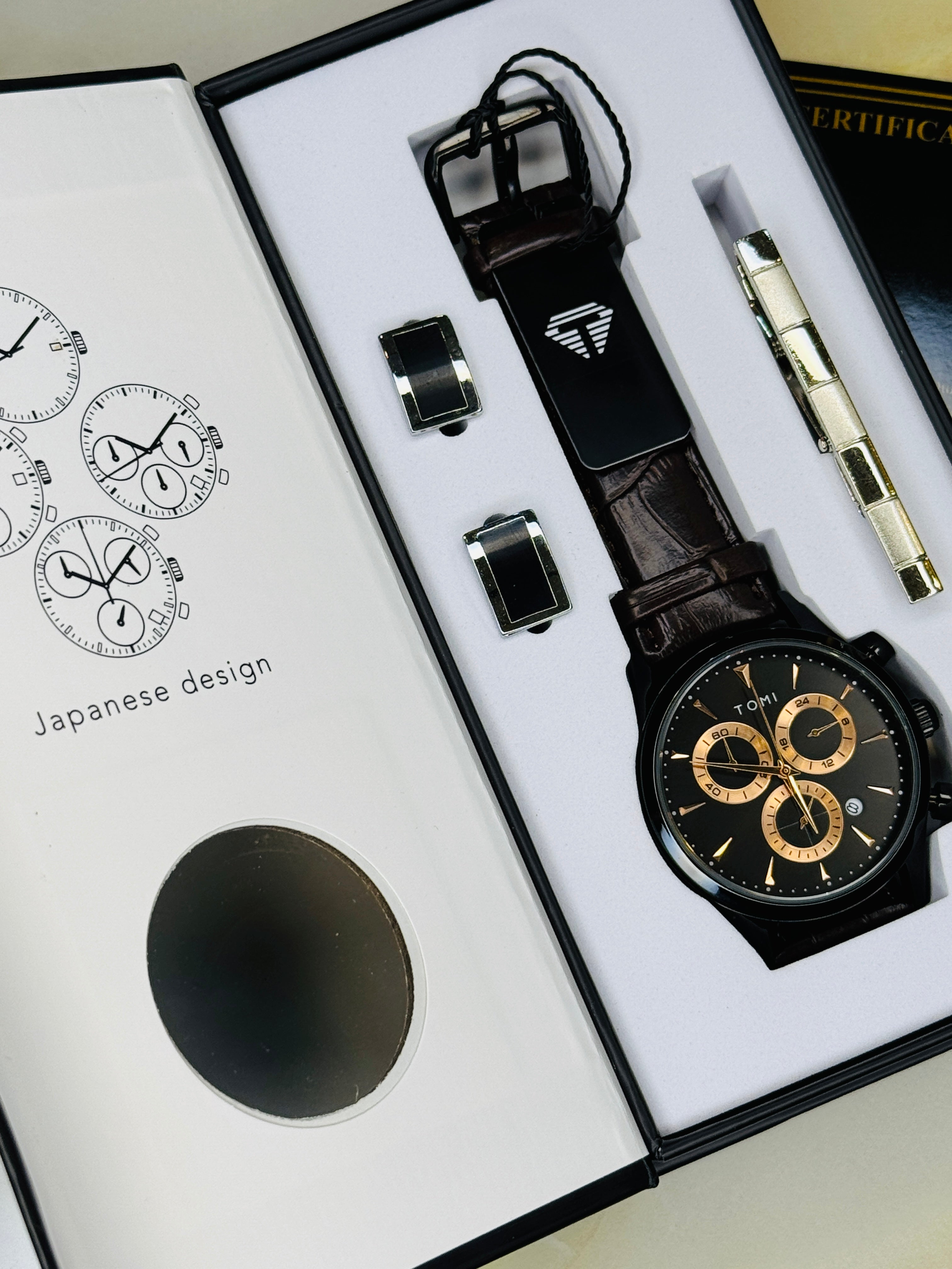 Tomi S6A Coffee Black Gift Set Watch
