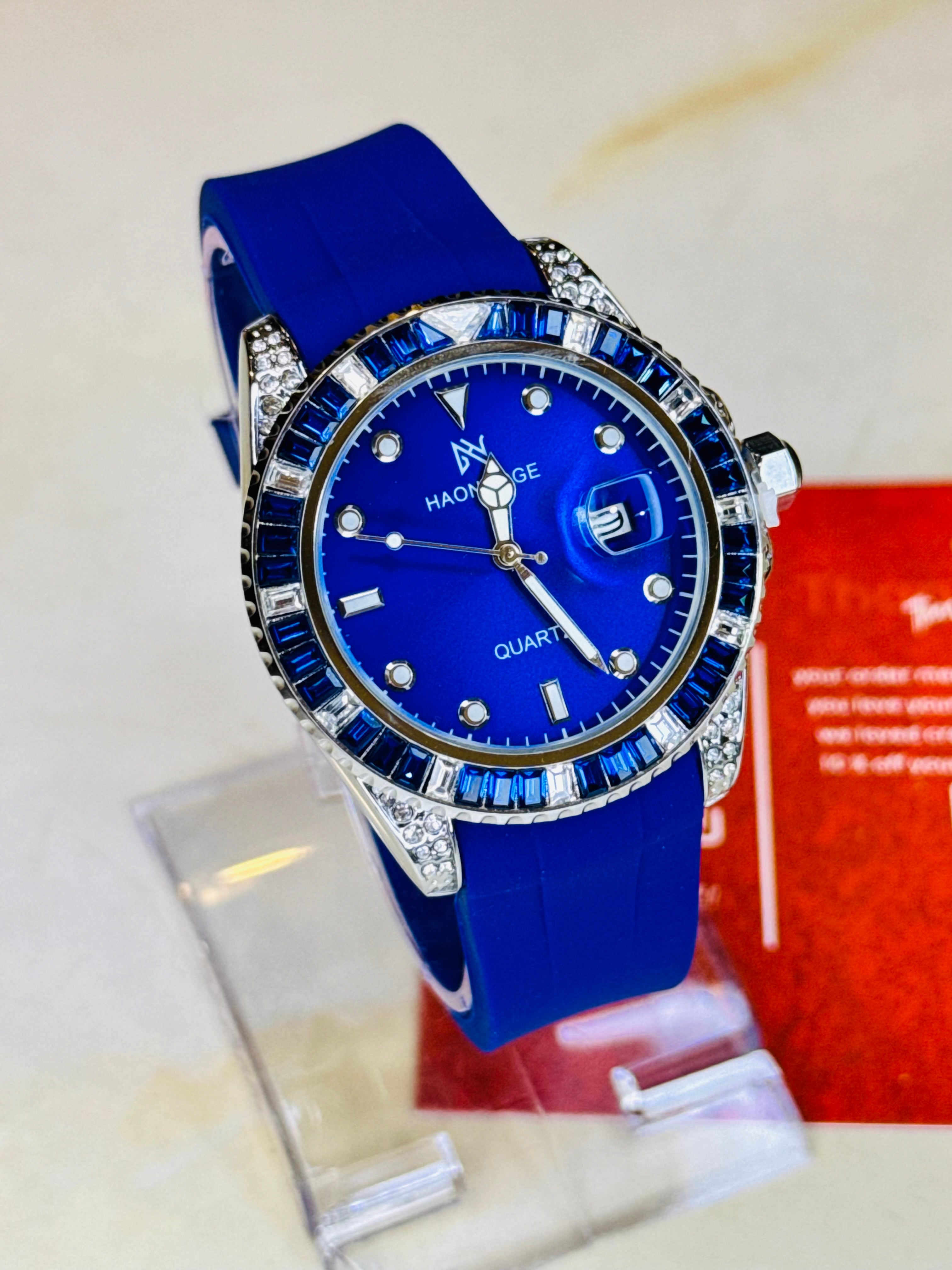 Sapphire Gem Stones Bezel Watch