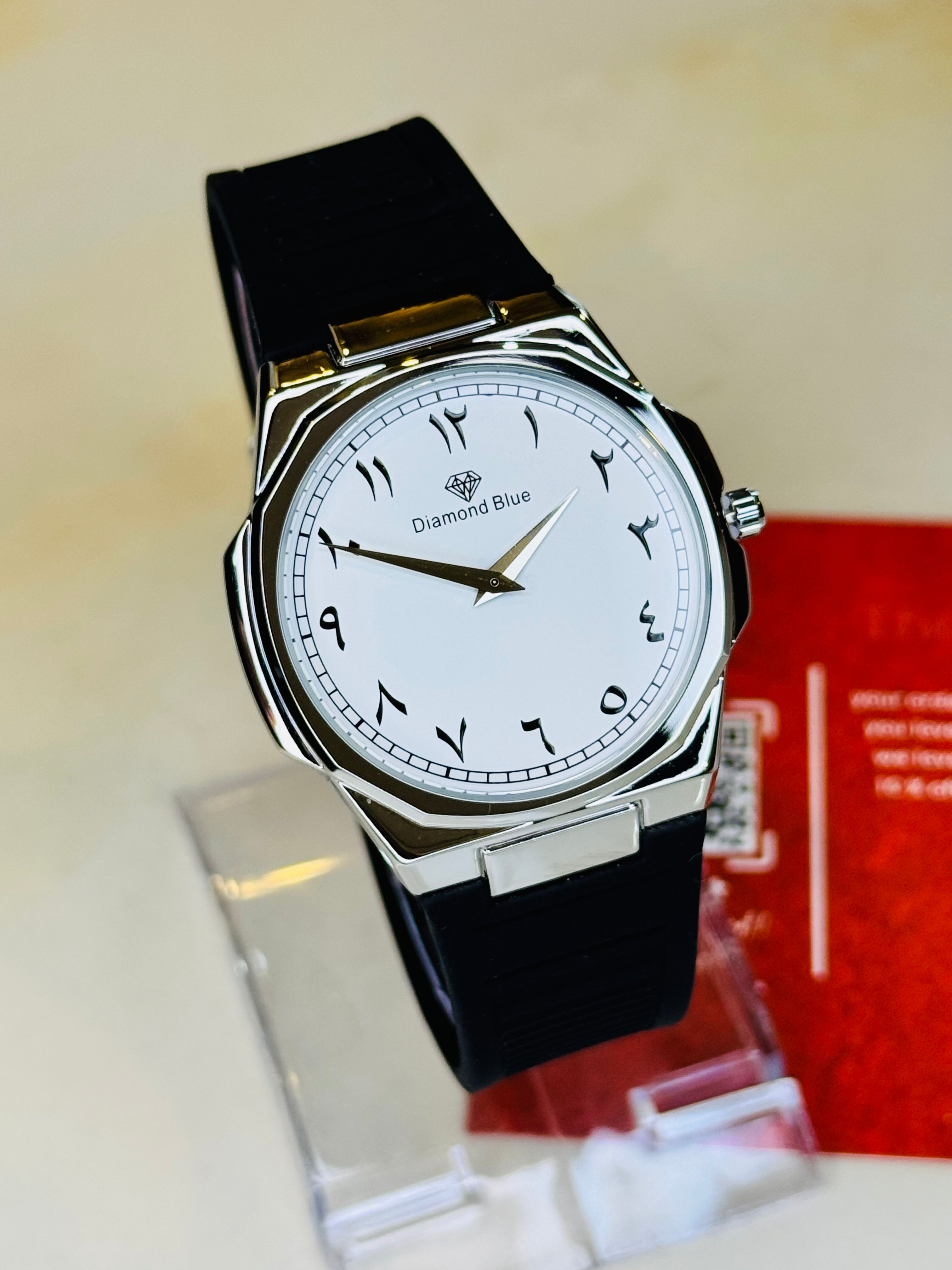 Black White Slim Arabic Magnet Strap Watch