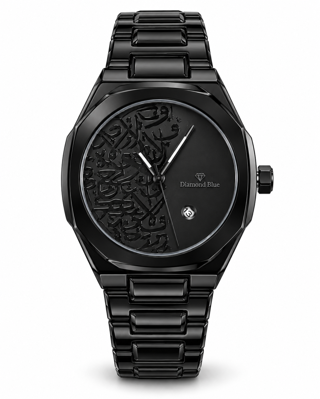 All Black Arabic Calligraphy Watch