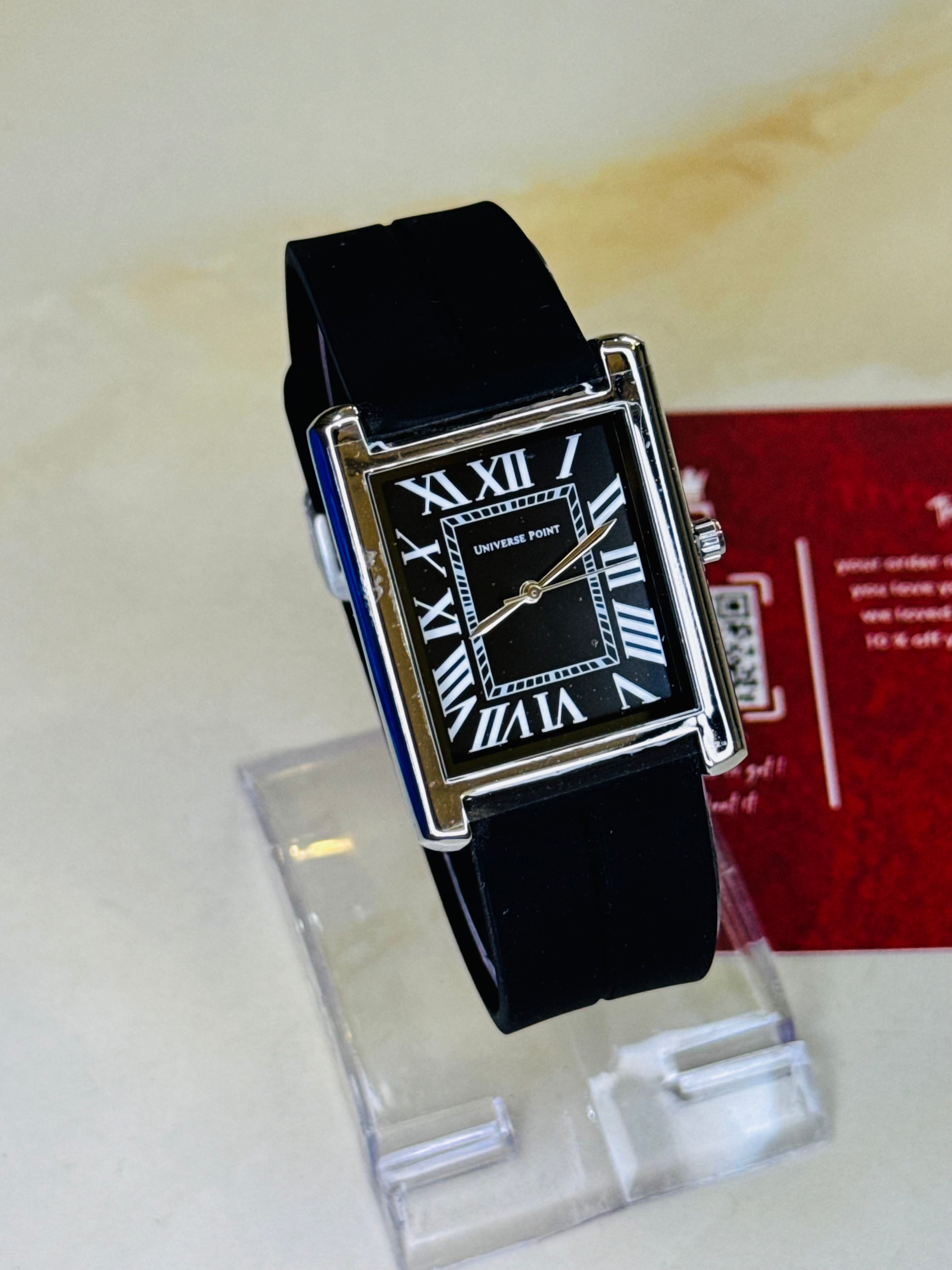 Black Silver Tank Universe Point Watch