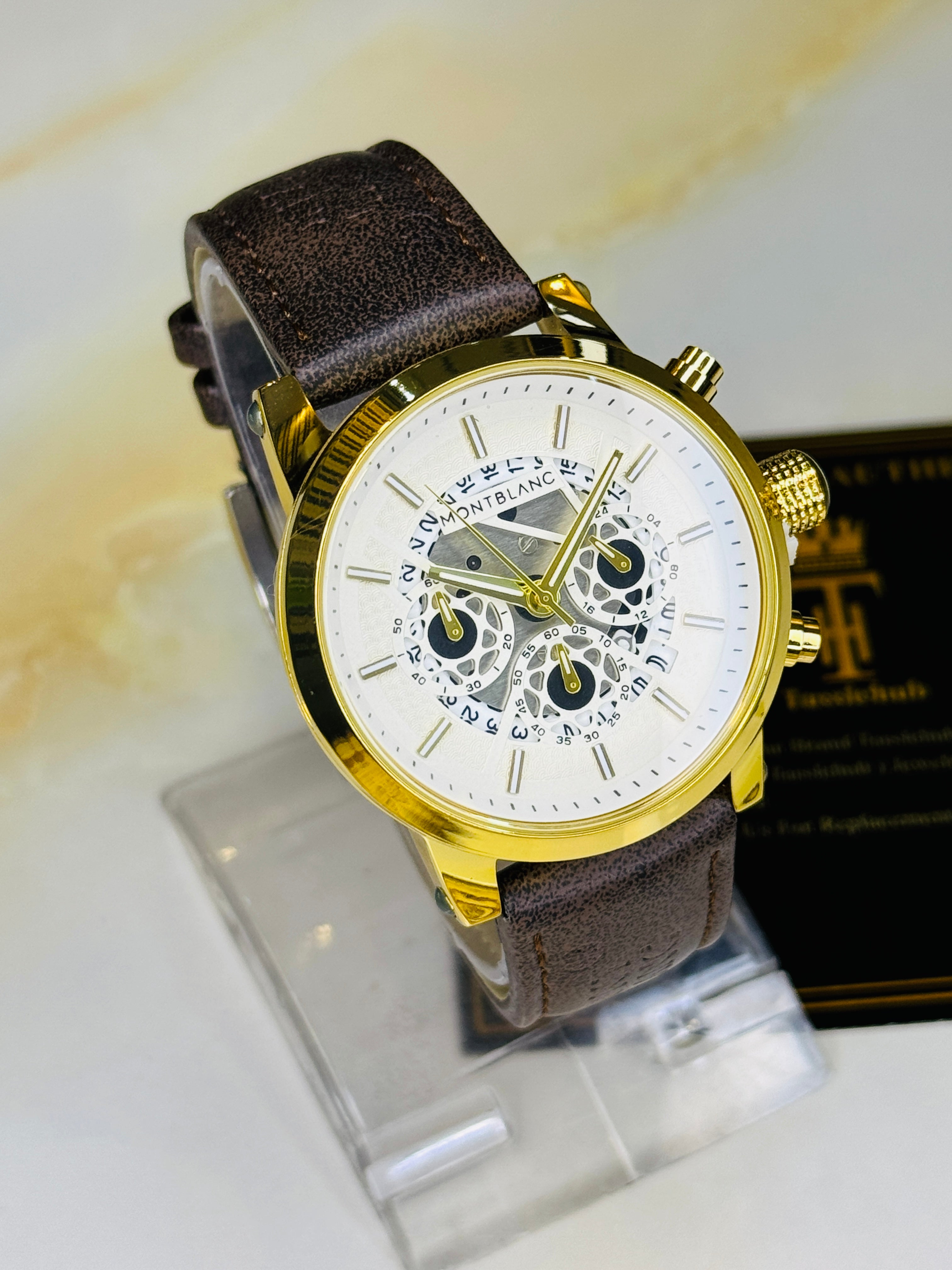 MontBlanc Coffee Gold Skeleton Chronograph Watch