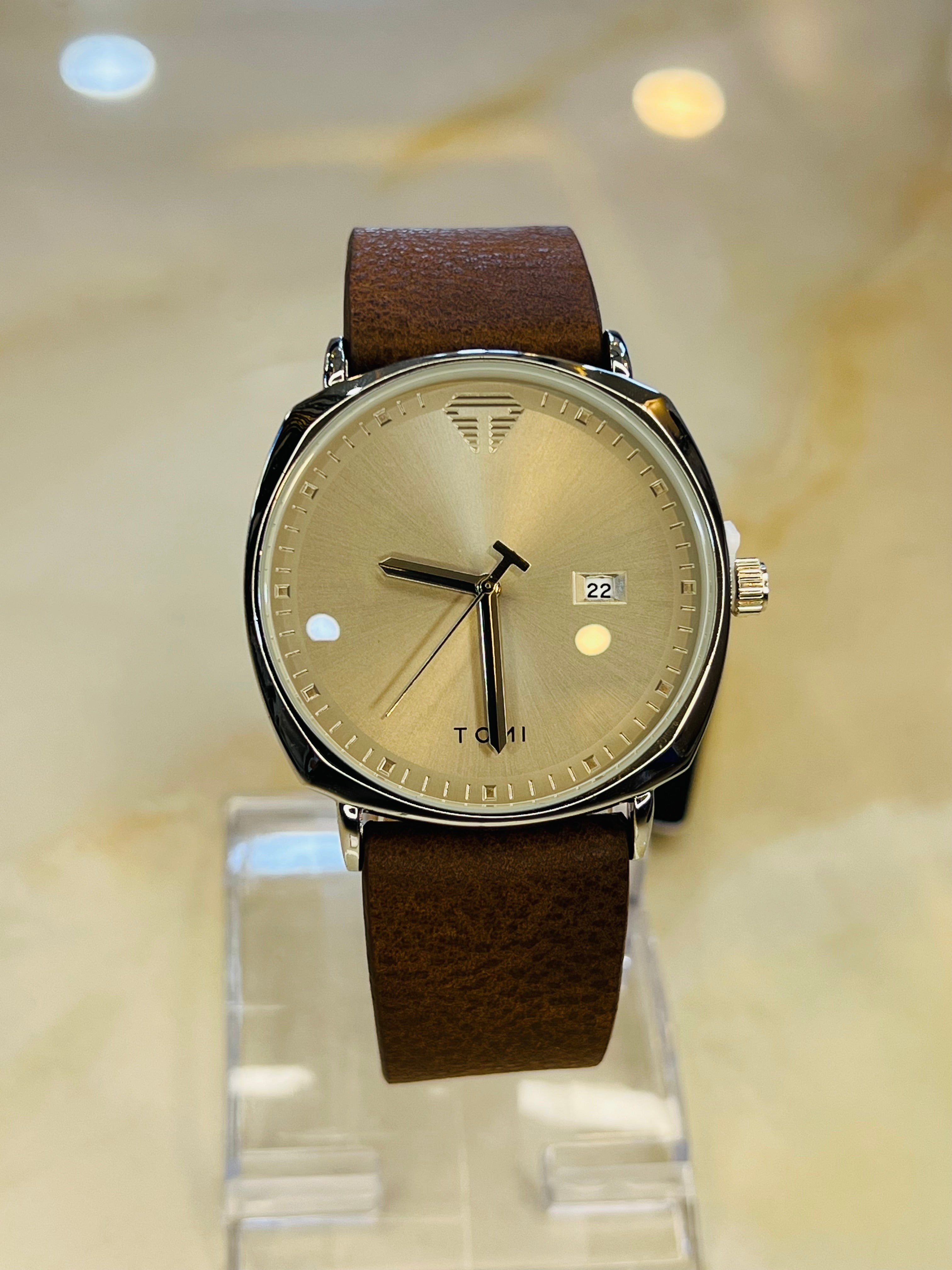 Tomi Brown Grey Sleek Dial Watch