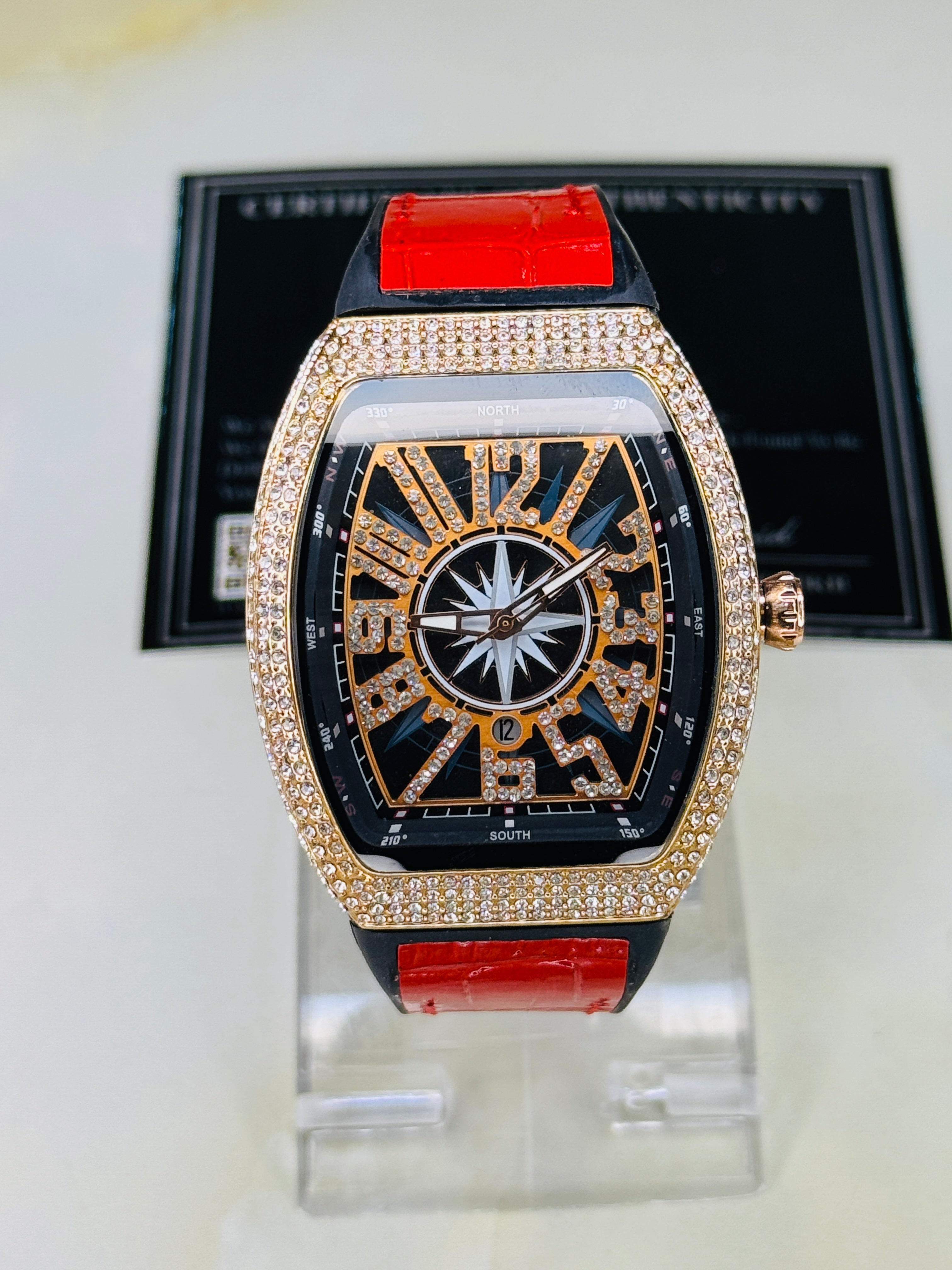 Vanguard Red Rose Gold Iced Frank Muller Watch